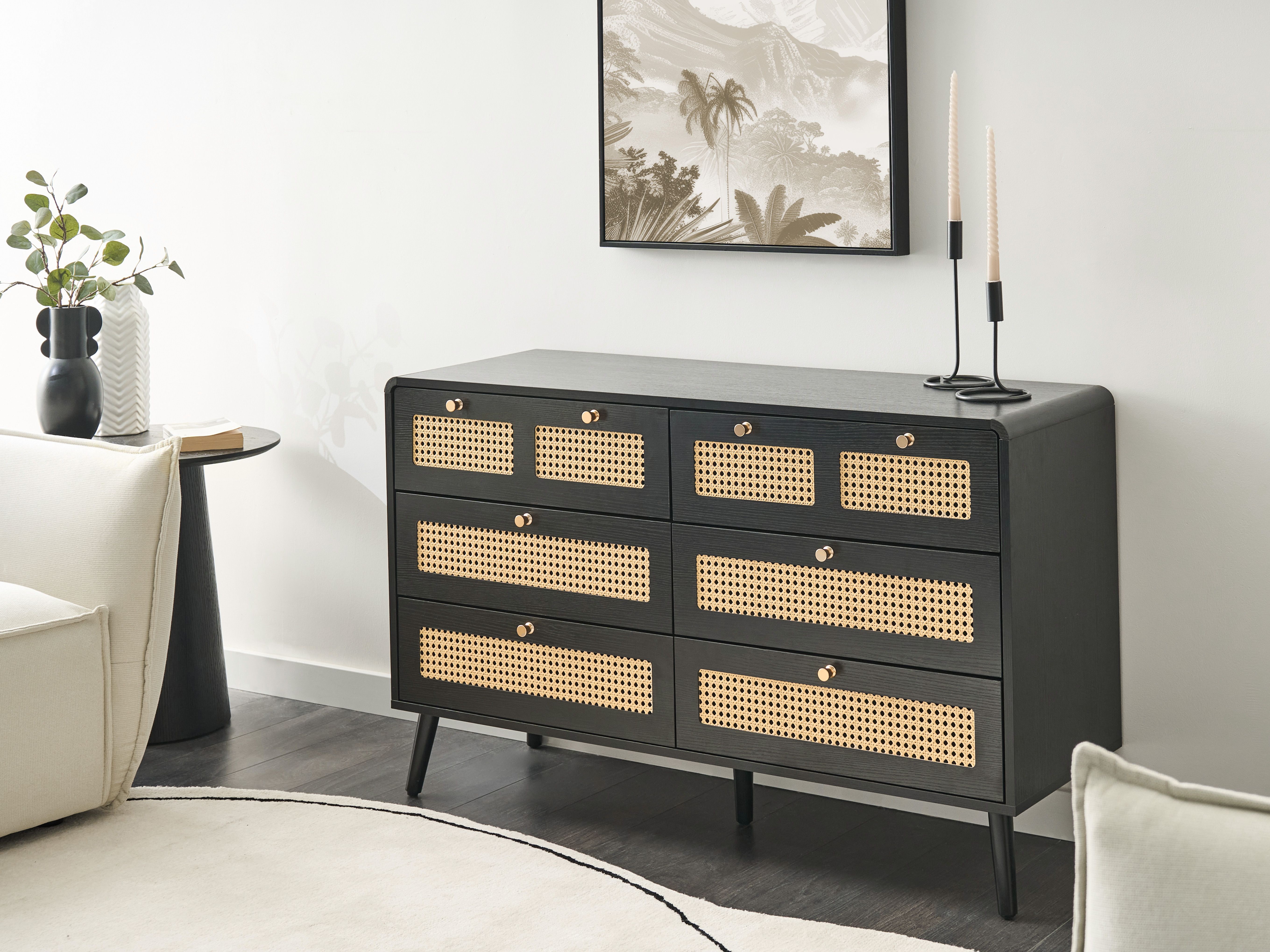 6 Drawer Chest MOURA Black