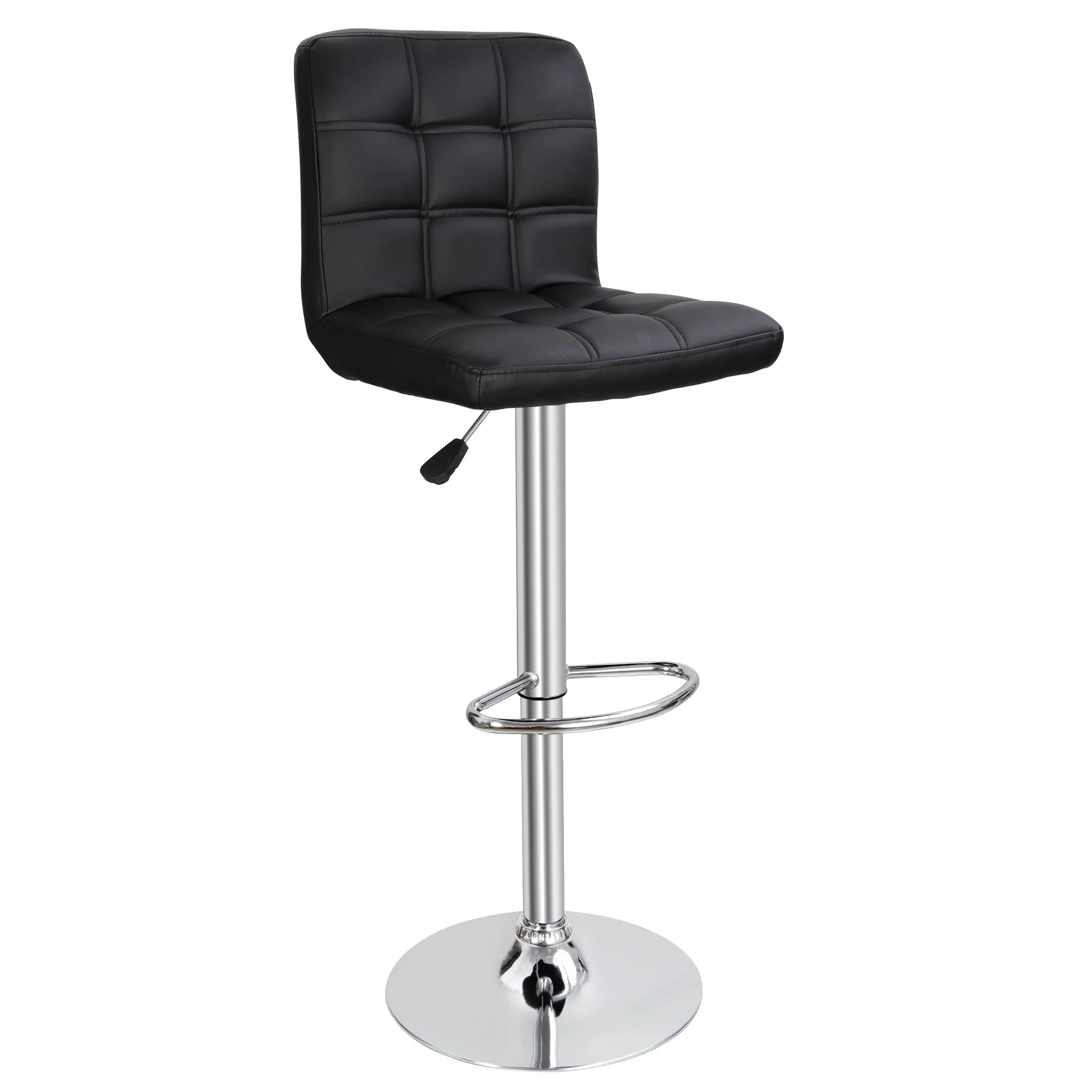 ZENY Set of 4 Bar Stool Soft Cushion Metal Frame 24-32" Swivel Chair, Black - Image 12