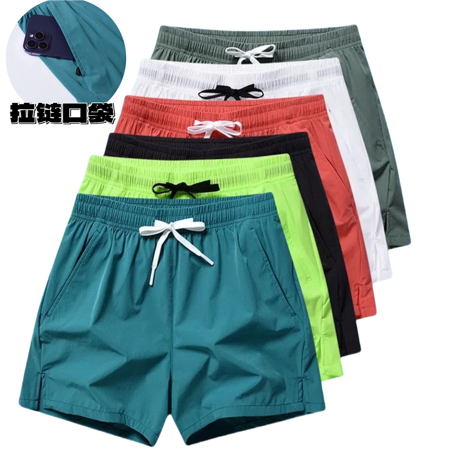 Foreign trade summer men's fitness sports shorts, casual running shorts, breathable quick-dry training shorts, solid color three-quarter pants