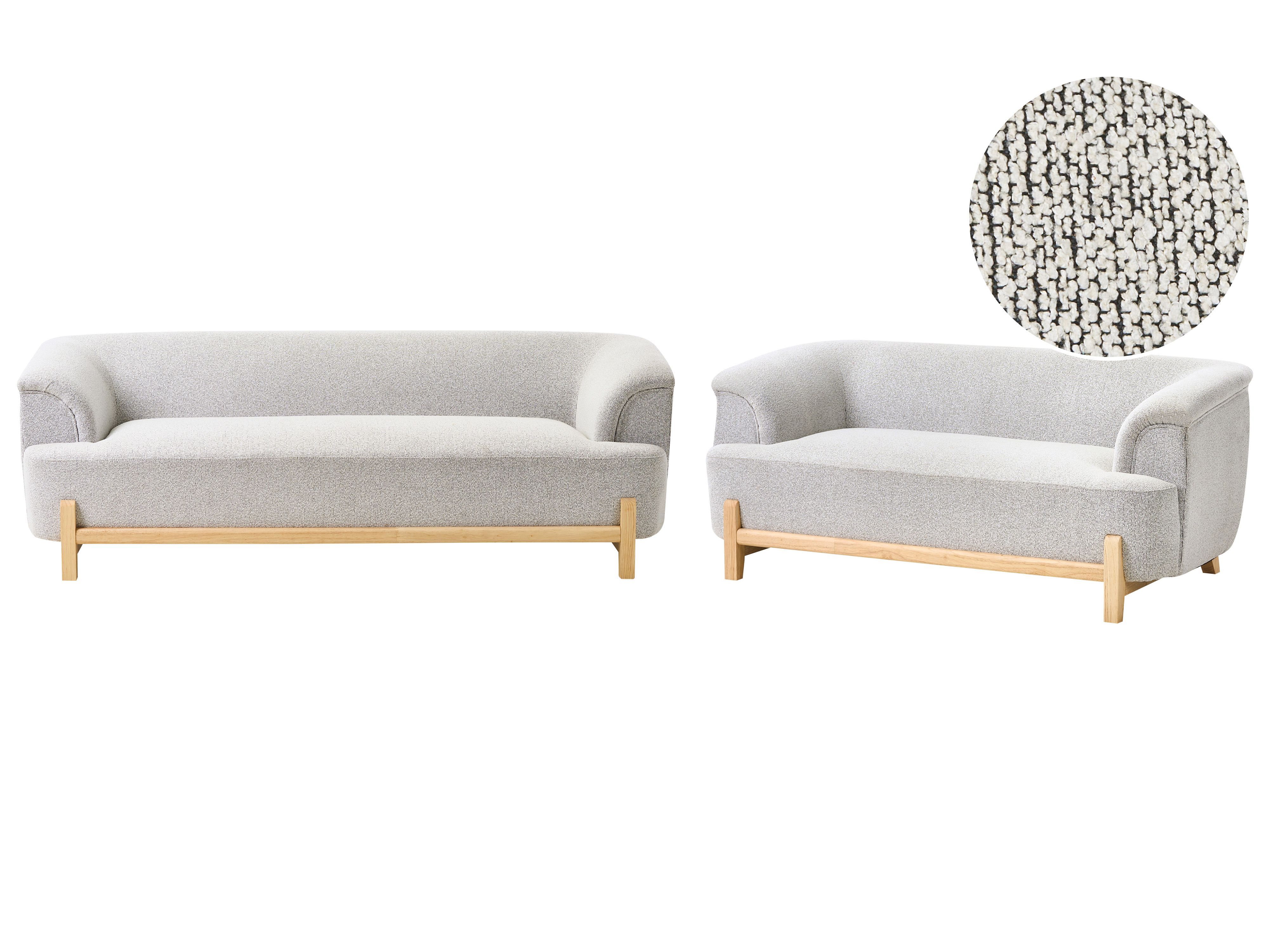 Living Room Set 5 Seater ALNOR Fabric Light Grey