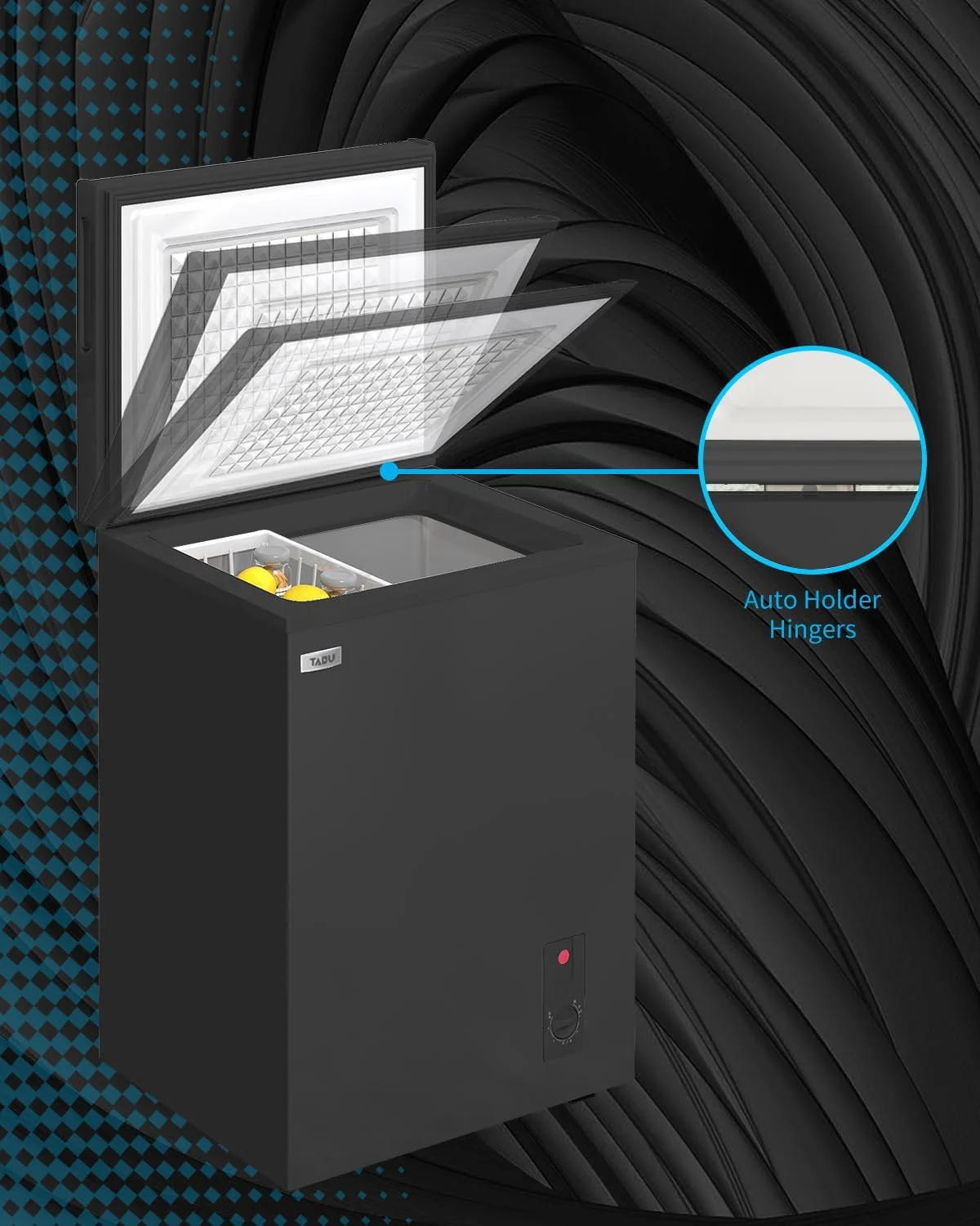 TABU 3.5 Cu ft Chest Freezer,Deep Freezer with Top Open Door and Removable Storage Basket, (Black) - Image 3