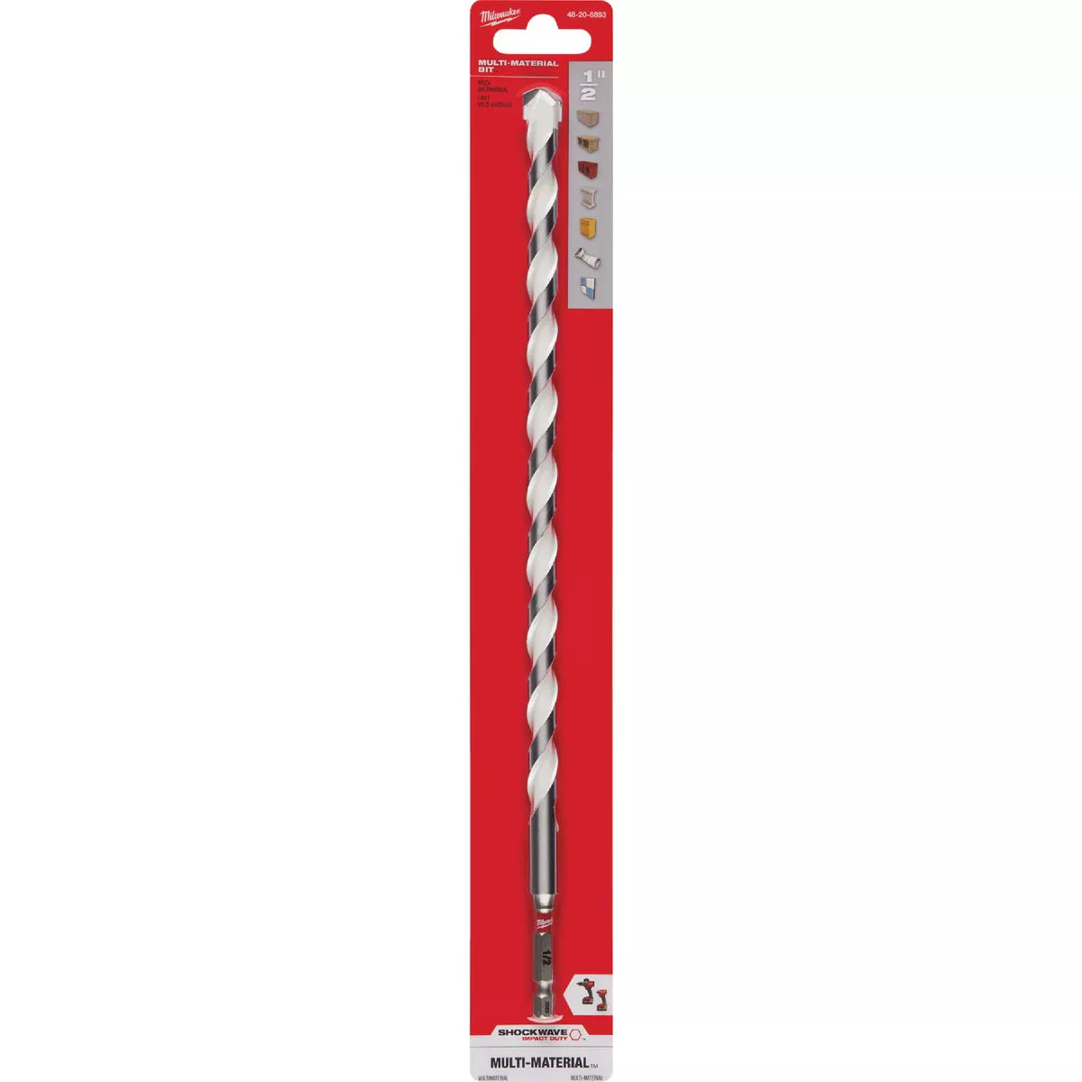 Milwaukee SHOCKWAVE 1/2 In. x 12 In. Impact Duty Carbide Multi-Material Hex Shank Drill Bit