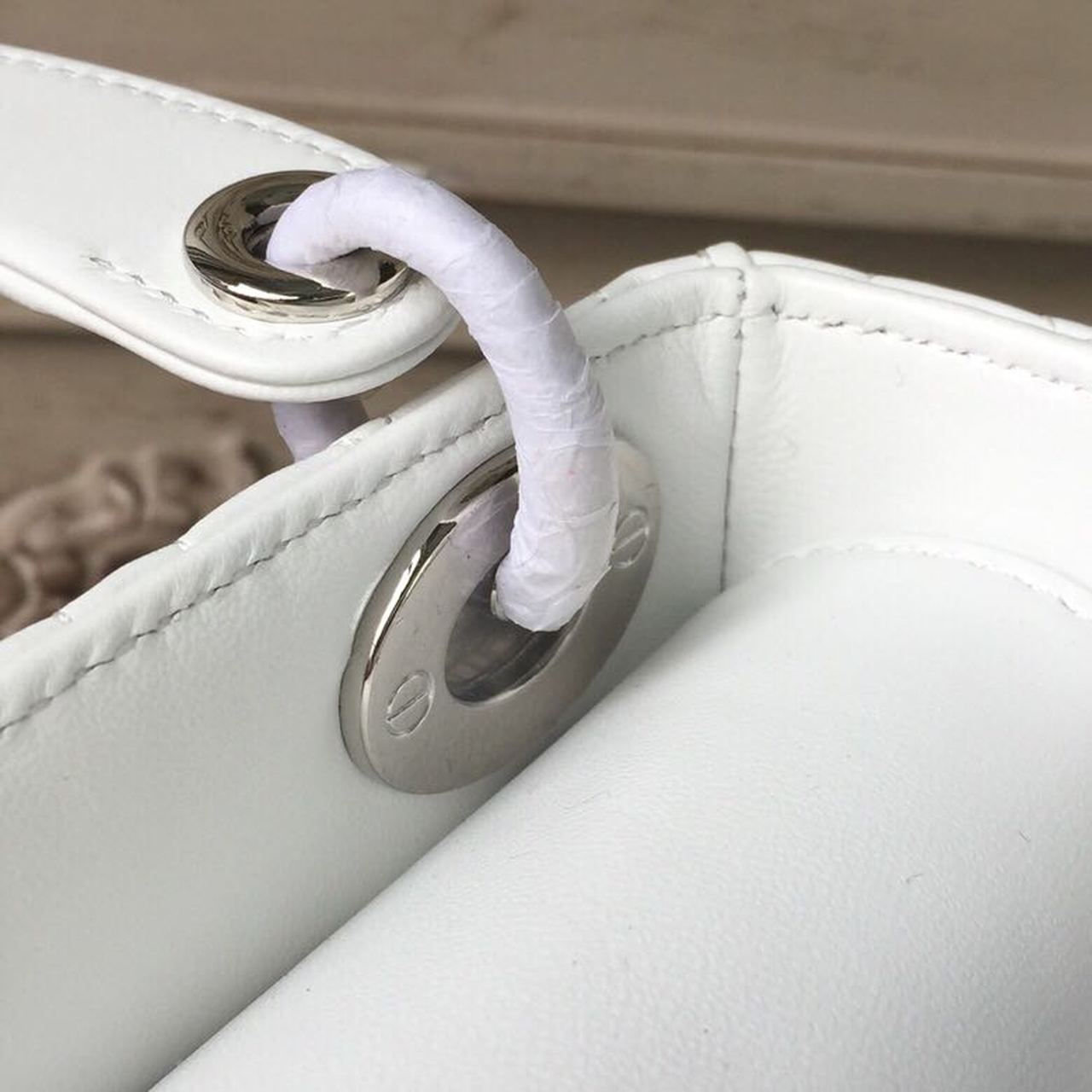 Christian Dior Mini Lady Dior Bag White Chain Silver Hardware For Women 17cm/6.5in CD1:1High-quality replica