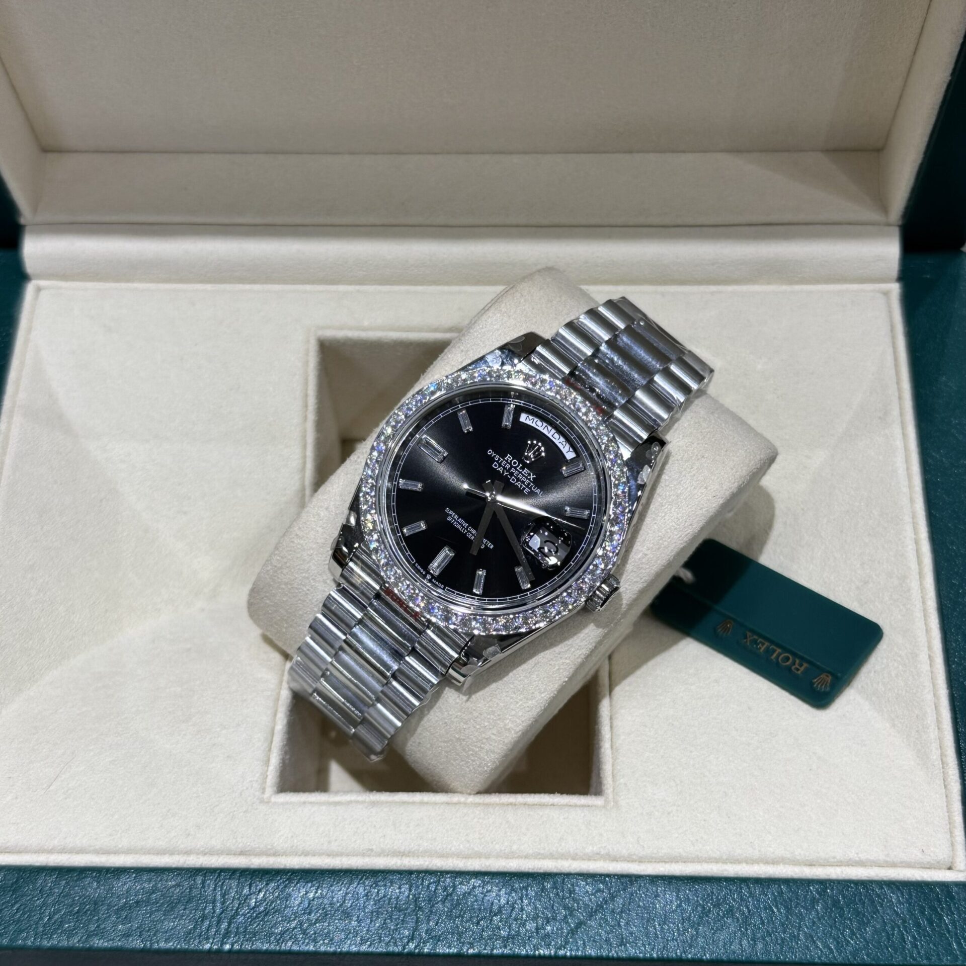 Rolex Replica Watch Day-Date 228236 Moissanite Diamond Black Dial 168gram GM V3 40mm - Top club