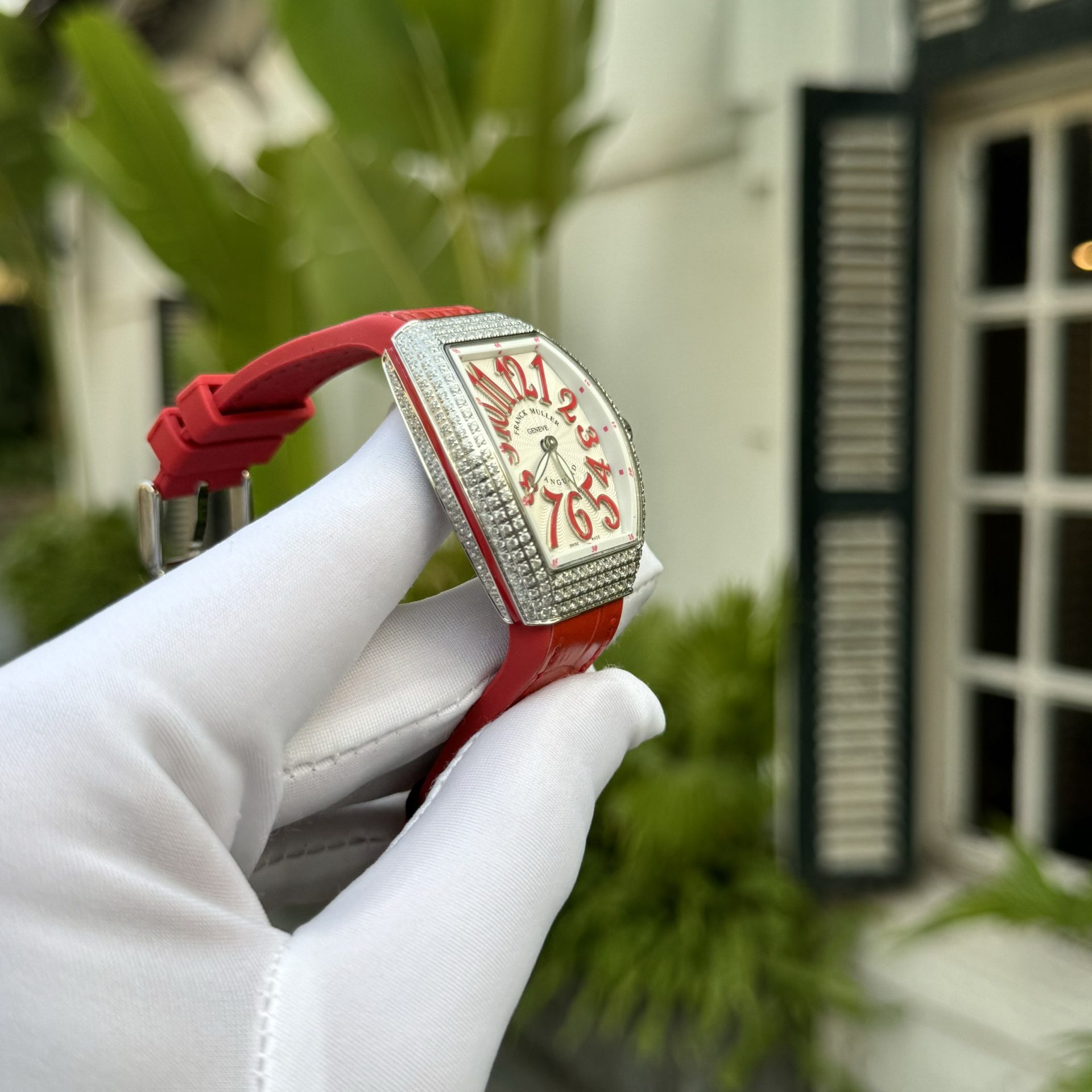 Franck Muller Replica 1:1 Watch V32 with Full Stone Red Dial ABF Factory 32x40mm - Top club