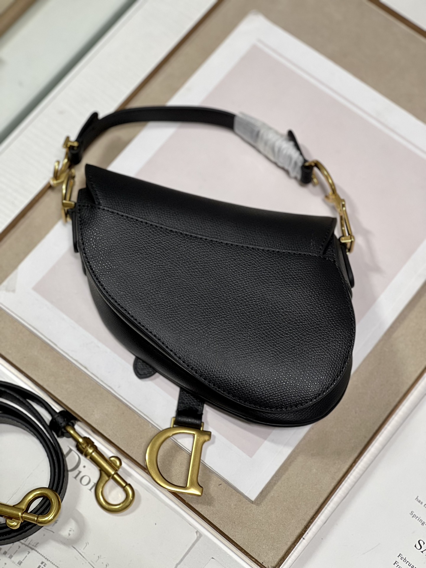 Dior Christian Dior Mini Saddle Bag With Strap Black For Women 7.5in/19cm1:1High-quality replica