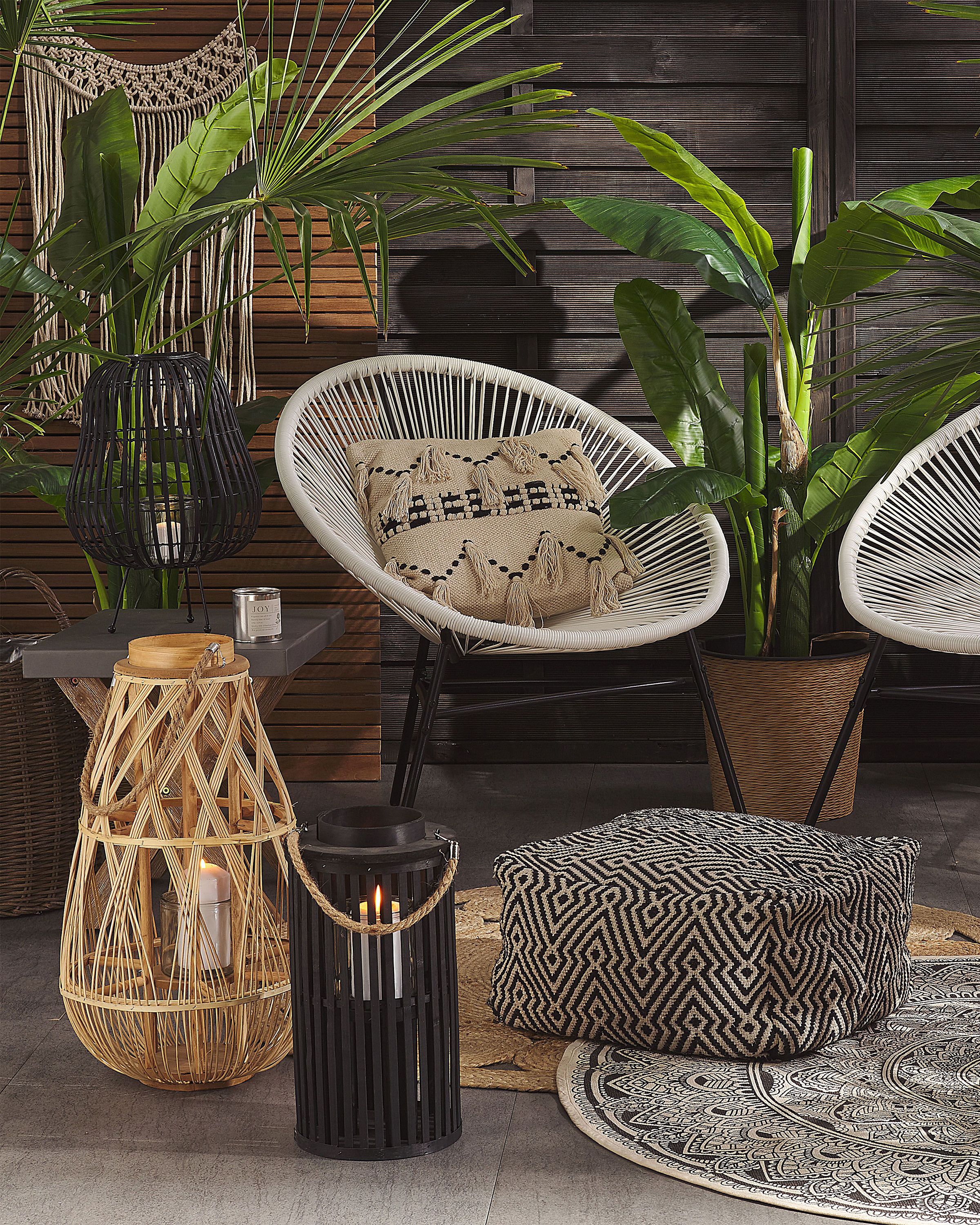 Lantern LUZON Willow Wood 40 cm Black