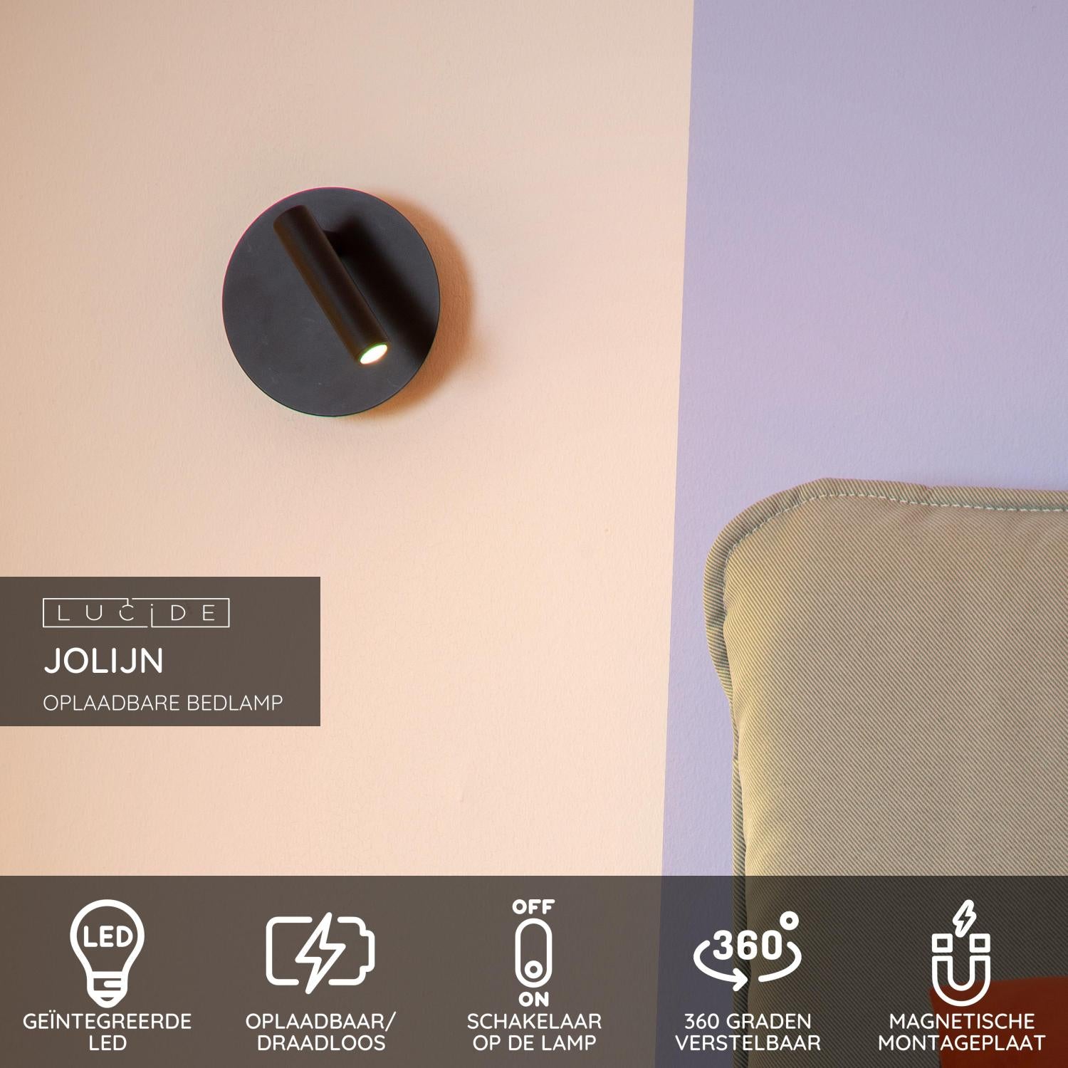 Lucide JOLIJN Bedlamp - Zwart