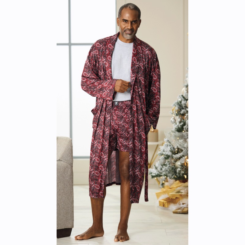 Stacy Adams Collar Knit Robe and Knit Boxer - MIDNIGHT VELVET CATALOG