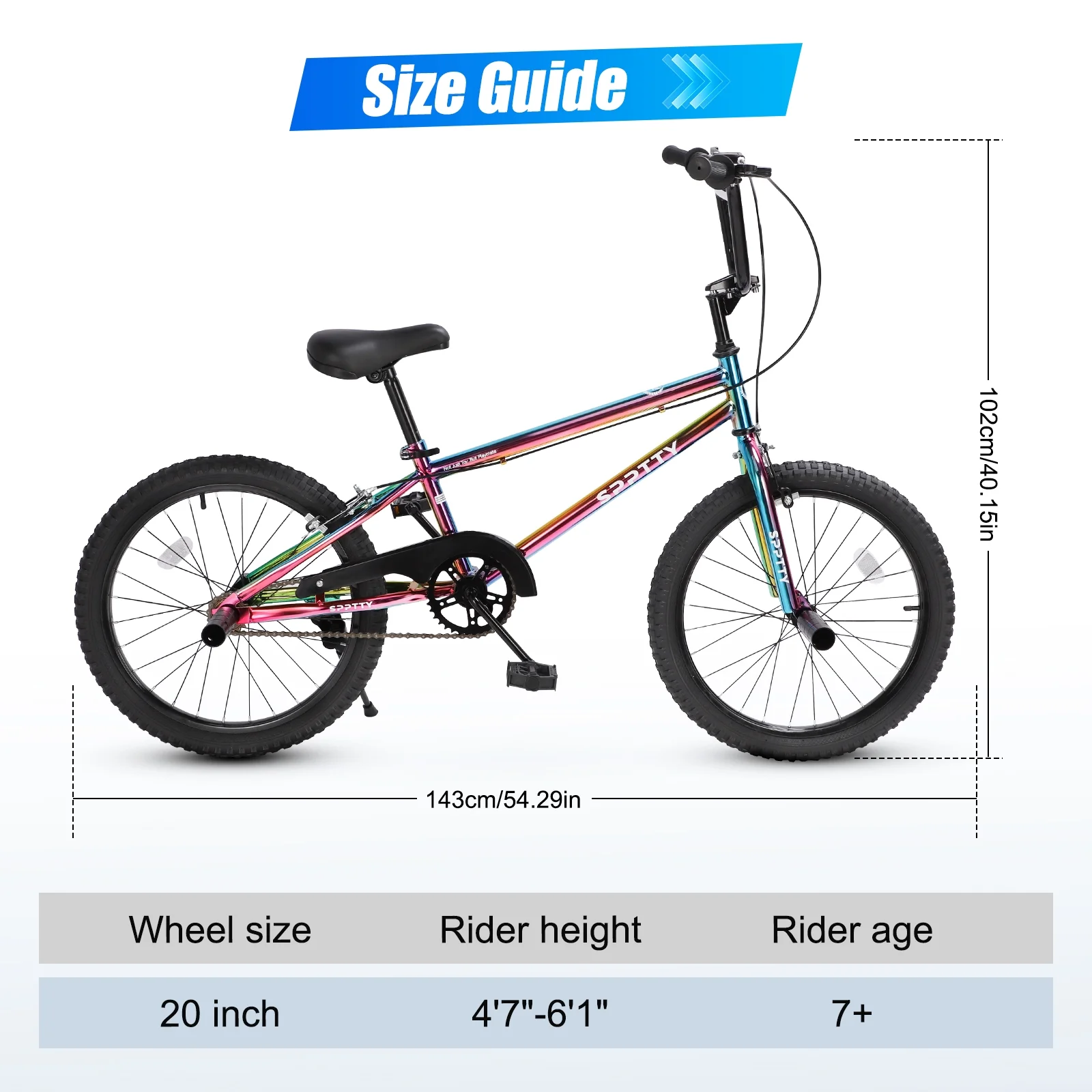 SPPTTY 20" Freestyle BMX Bike with 4 Pegs,Kids Bicycle for Teen Beginner, Age 7-14 Years,Multicolor - Image 9