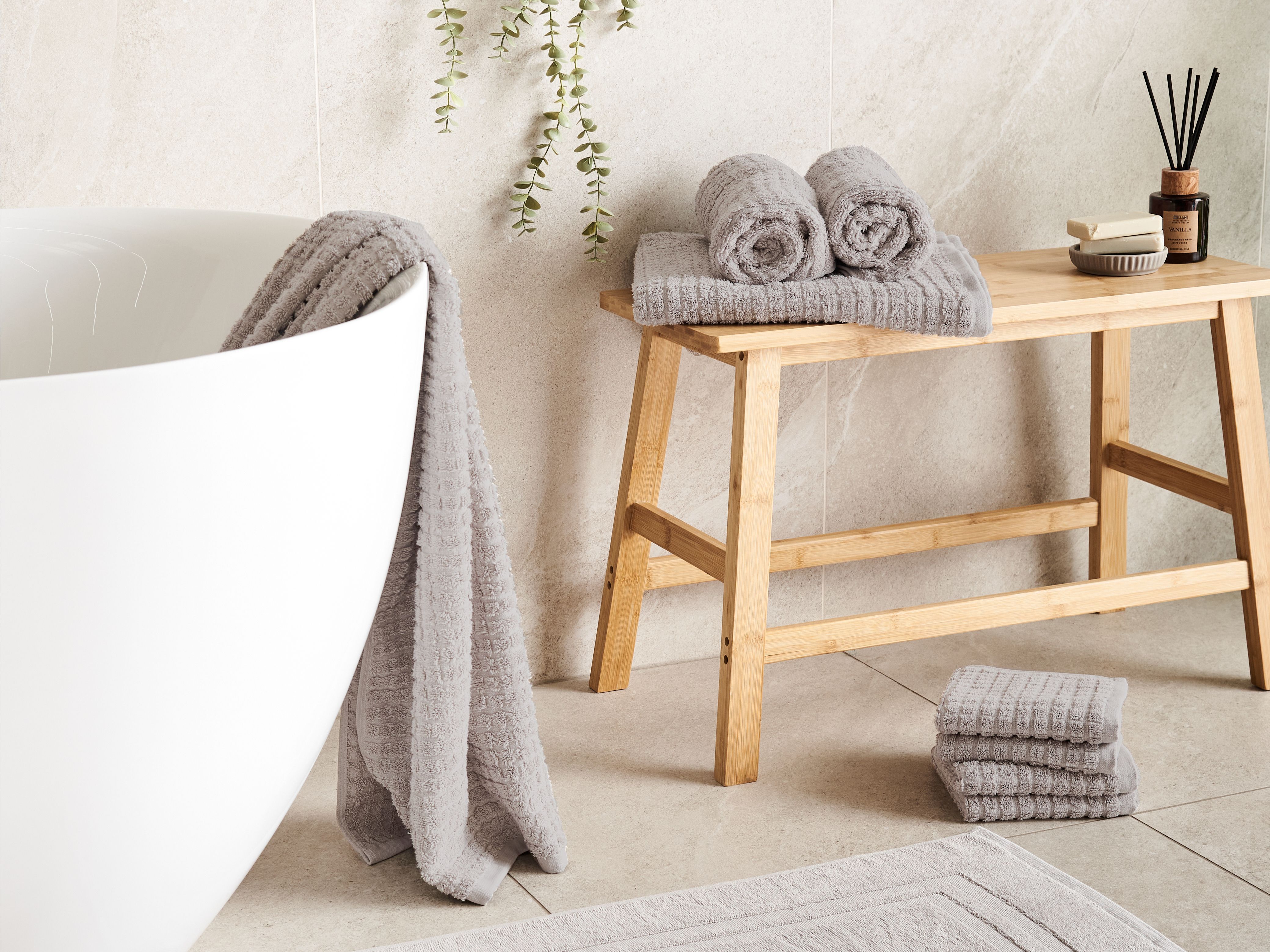 Set of 9 Towels ATAI Cotton Light Grey