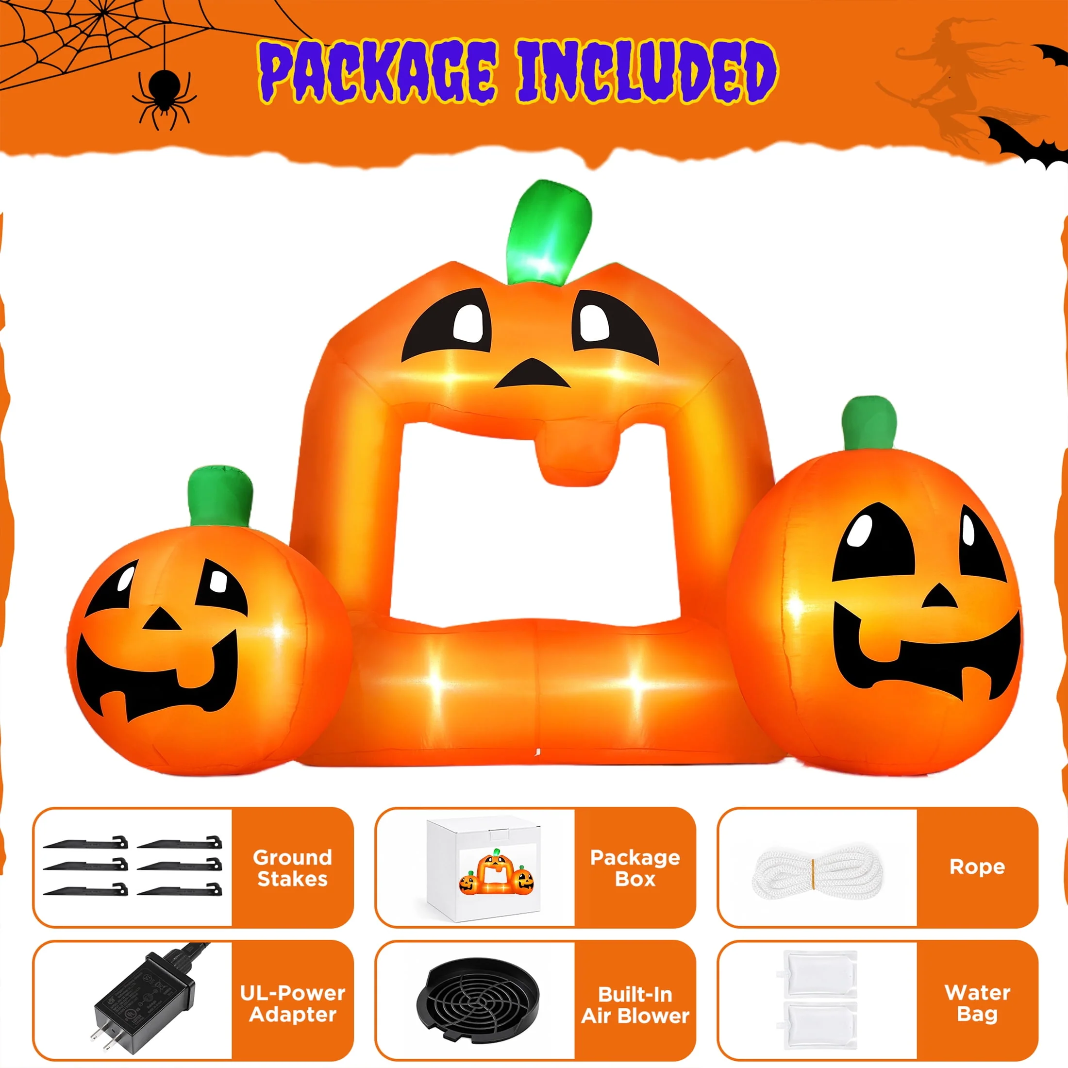 Firstness 8.5FT Halloween Inflatable,Pumpkin Photo with Lights for Party Yard Decorations - Image 9 Firstness 8.5FT Halloween Inflatable,Pumpkin Photo with Lights for Party Yard Decorations - Image 9
