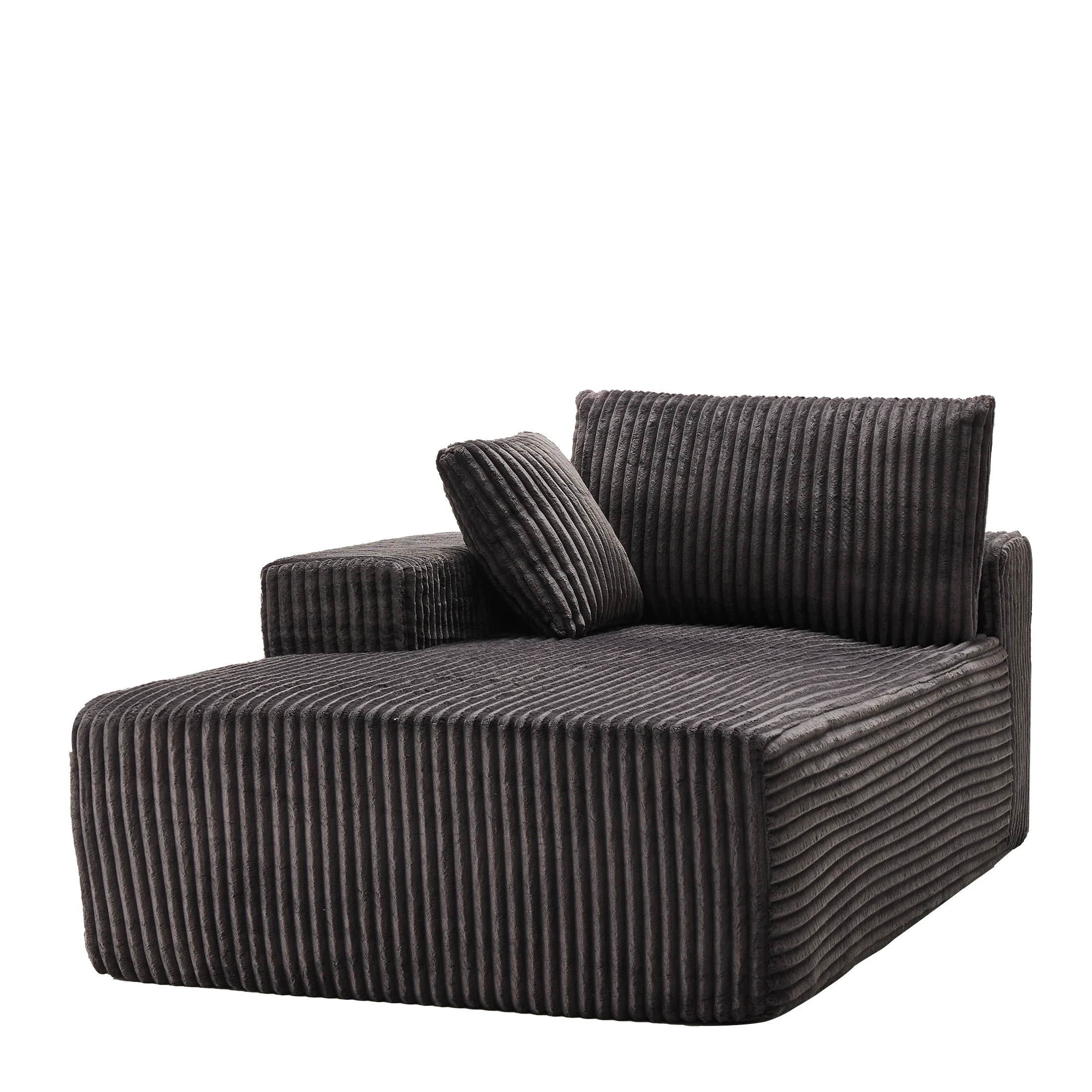 LUMIHO Chaise Lounge Chair Indoor, 42" Sleeper Chair with Two Throw Pillows and Armrests, Corduroy Chaise Couch Chair with Ottoman for Living Room, Bedroom, Apartment, Green - Image 39