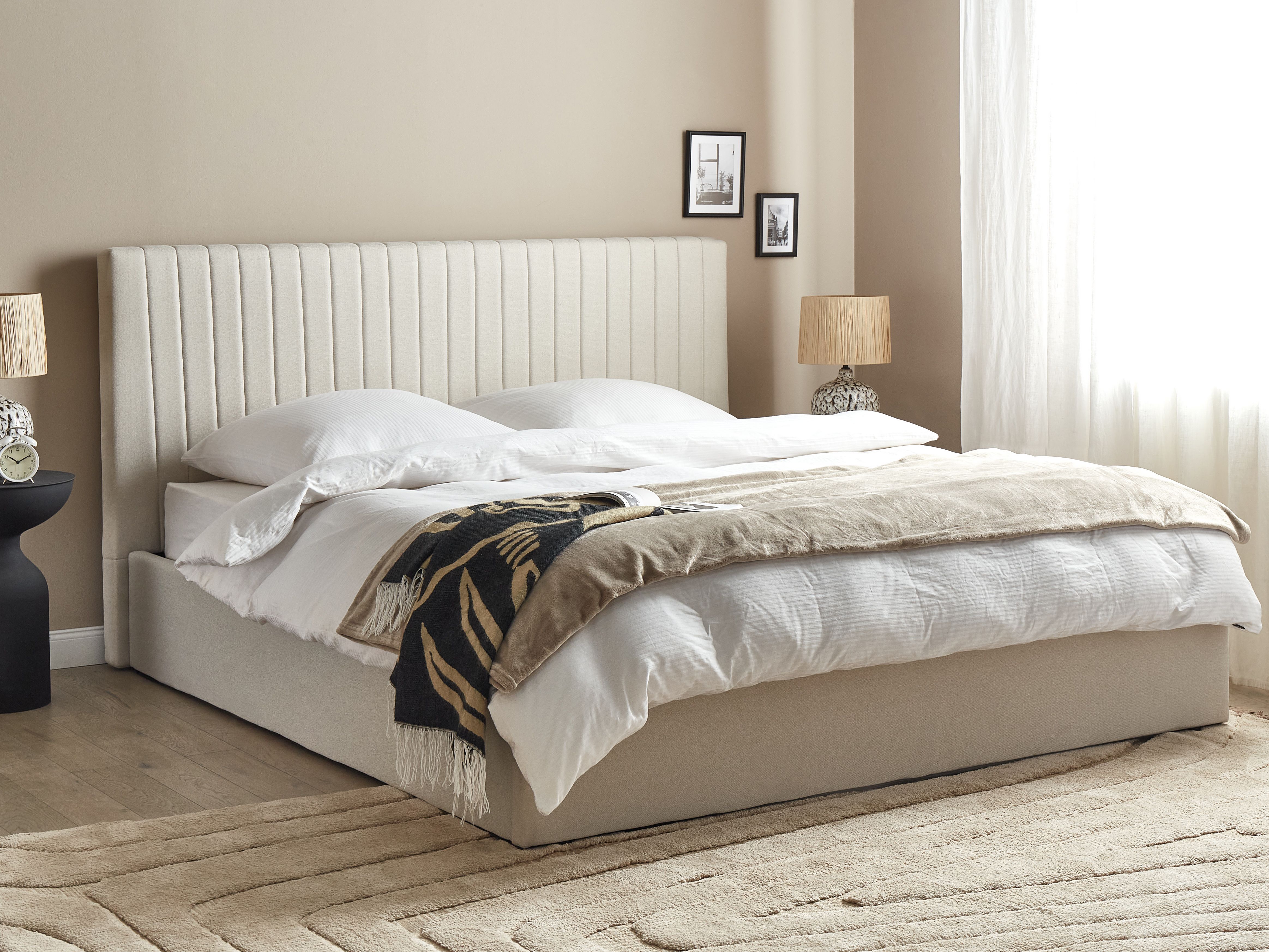 Ottoman Bed Fabric VION 180 x 200 cm (EU Super King) Light Beige