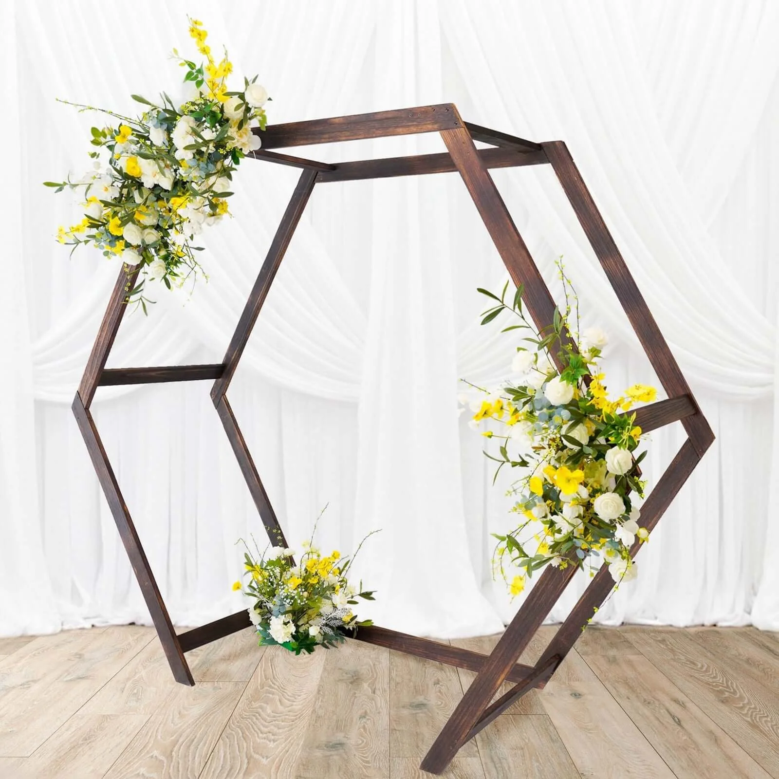 Efavormart 7FT Rustic Square Wedding Arch Wooden Backdrop Stand, Wedding Ceremony Arch - Brown - Image 17
