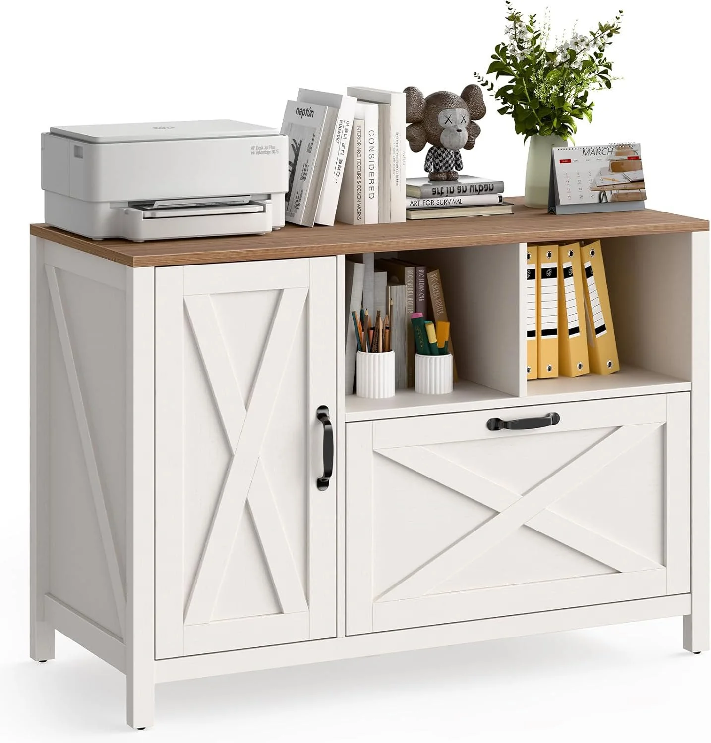Vabches 2 Drawer Lateral File Cabinet,Mobile Wood office Cabinet for Home Office,Printer Stand with Open Storage Shelves. - Image 21