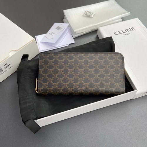 CELINE TRIOMPHE logo printed full zipper opening and closing
