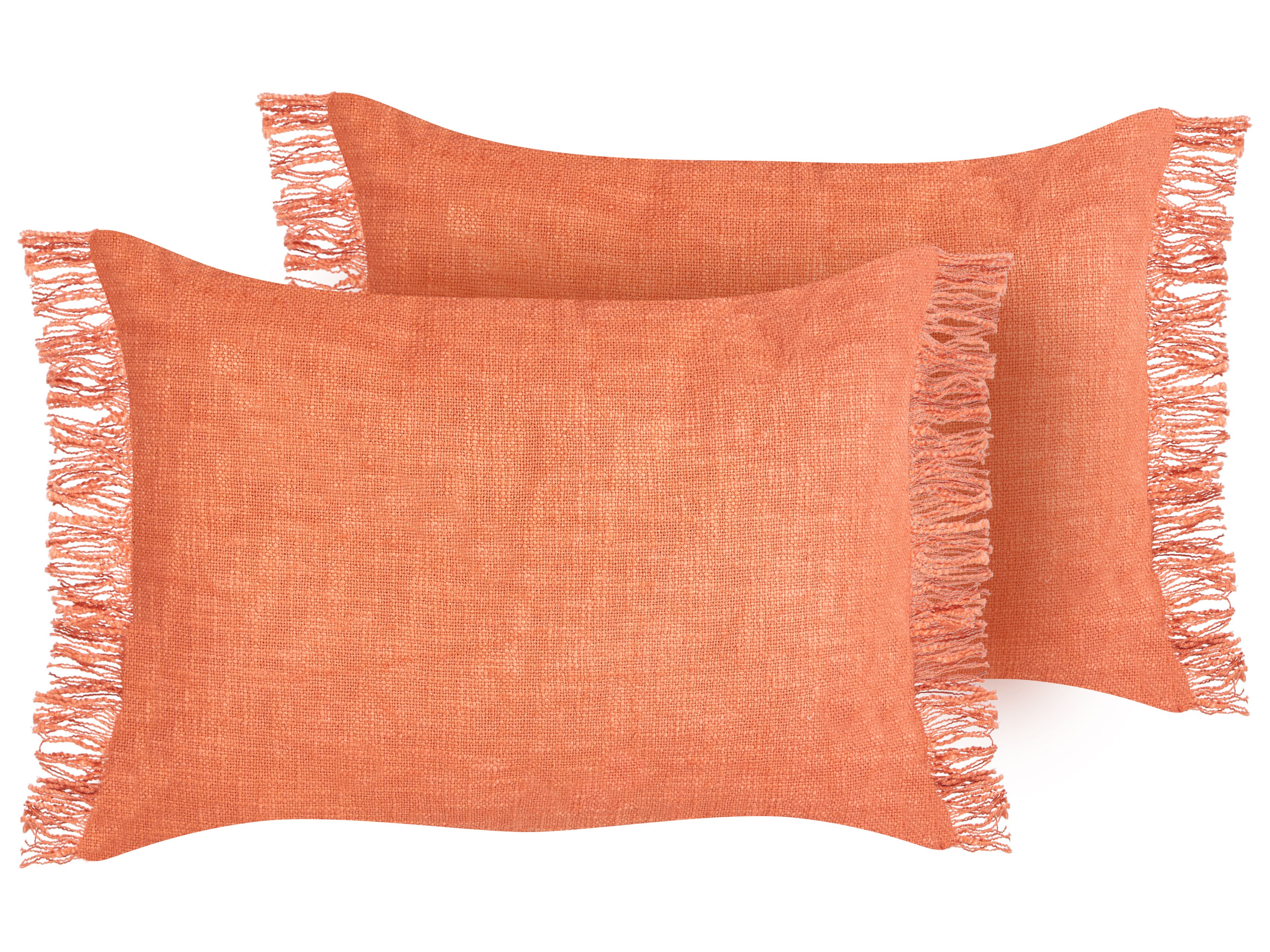 Set of 2 Decorative Cushions MABA Cotton 50 x 35 cm Orange Solid