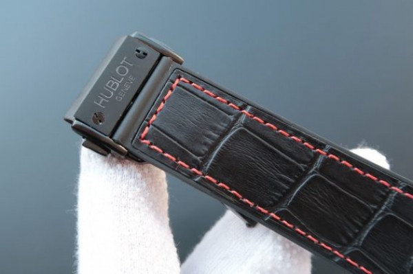Replica Hublot Classic Fusion Tourbillon 45mm TF Red Bezel Skeleton Dial Black Gummy Strap A23J - Top club