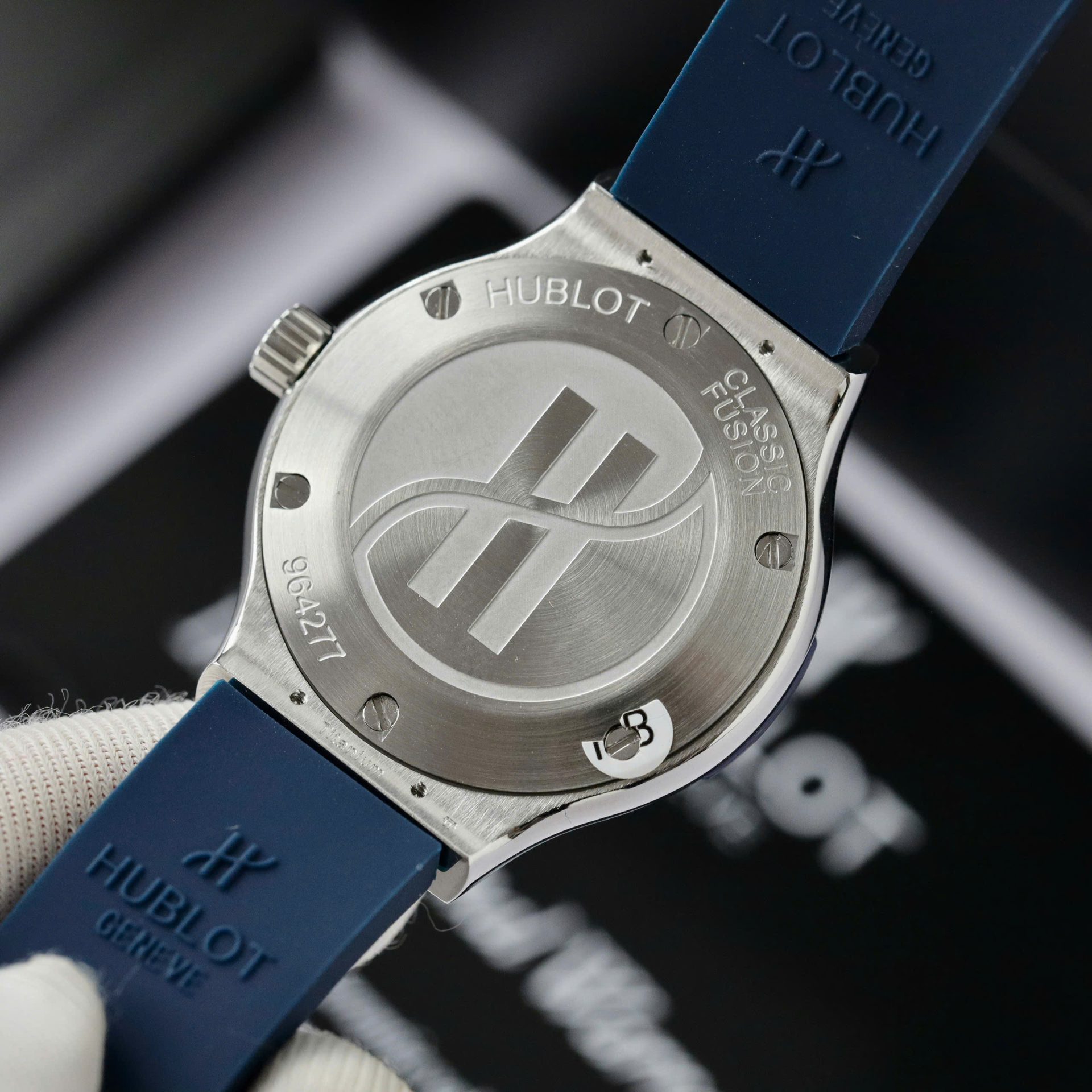 Hublot Classic Fusion Titanium Dial Blue Replica Watch Custom Moissanite Diamonds 33mm - Top club