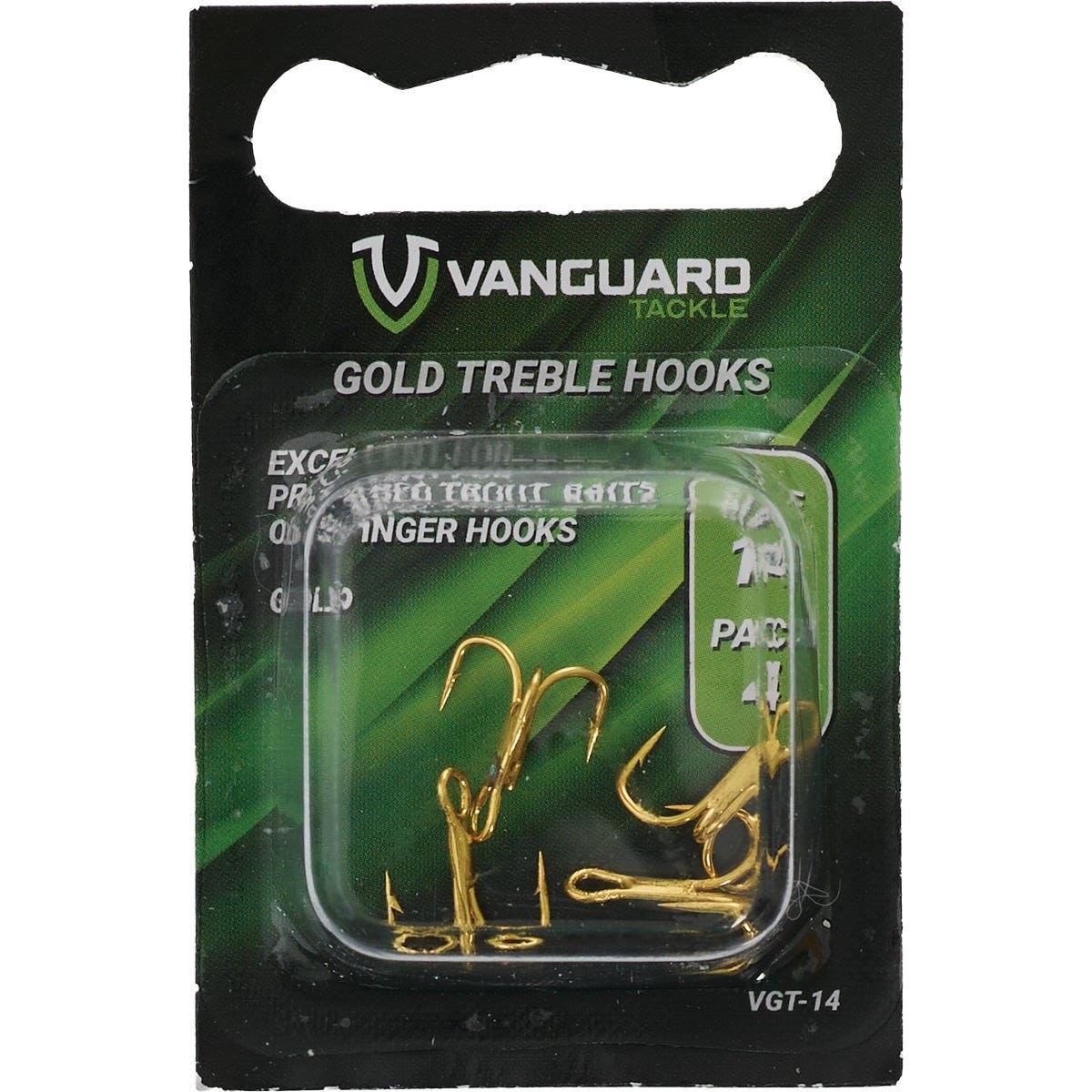 Vanguard Size 14 Gold Treble Fishing Hooks (4-Pack)