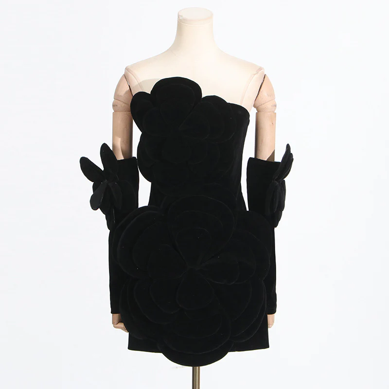 French Sexy Socialite Autumn Retro Tube Top Stitching Floral Dress High Sense Women - AZJHJ