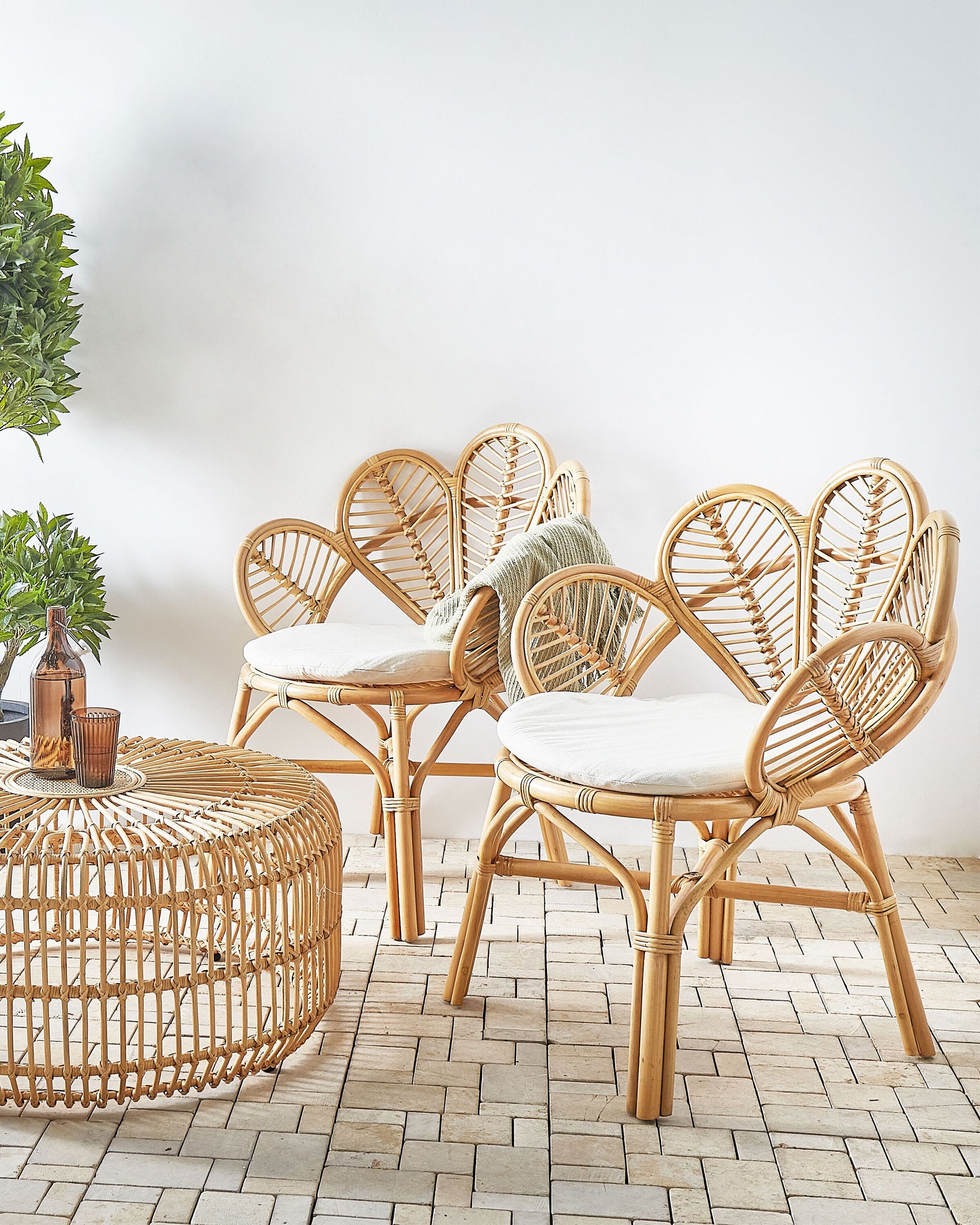 Set of 2 Peacock Chairs FLORENTINE II Rattan Natural
