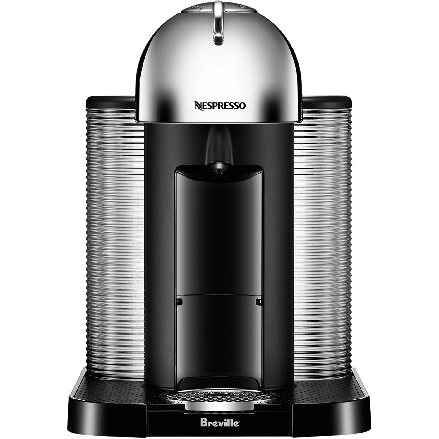 Breville Nespresso Vertuo Coffee & Espresso Single-Serve Machine in Chrome and Aeroccino Milk Frother in Black