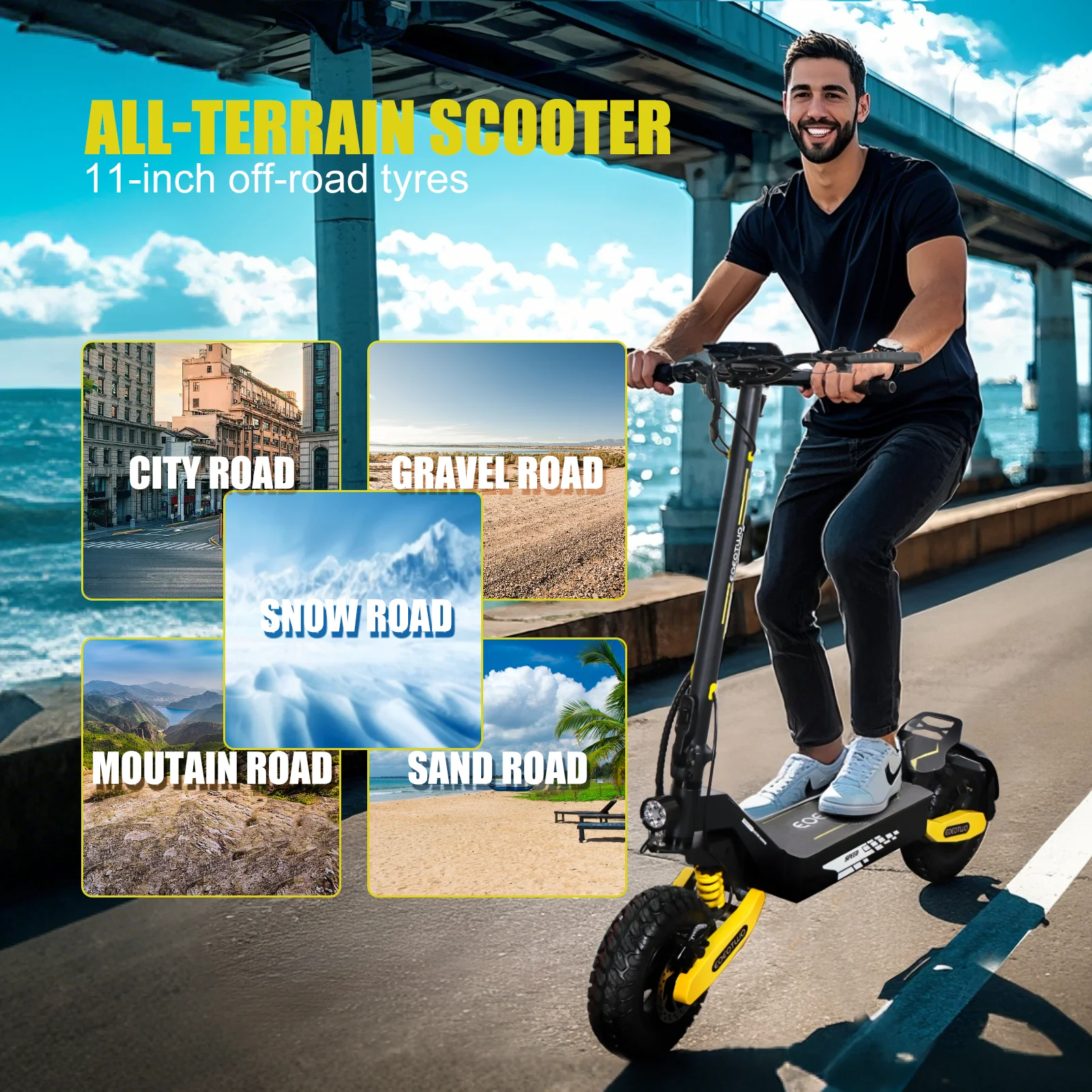 Off Road Electric Scooter for Adults, 1200W Motor Fast E Scooter, Up to 28MPH Top Speed & 20Miles Long Range, 11" Off-Road Tires, 330lbs MAX Load, Foldable - Image 29