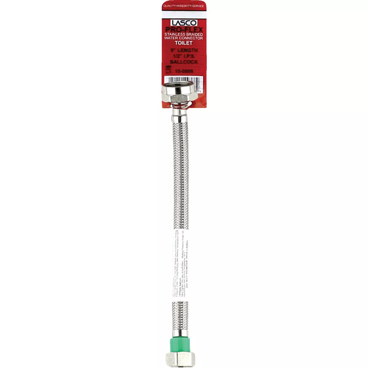 Lasco 1/2 In. IPS x 7/8 In. BC x 9 In. L Braided Stainless Steel Flex Line Toilet Connector