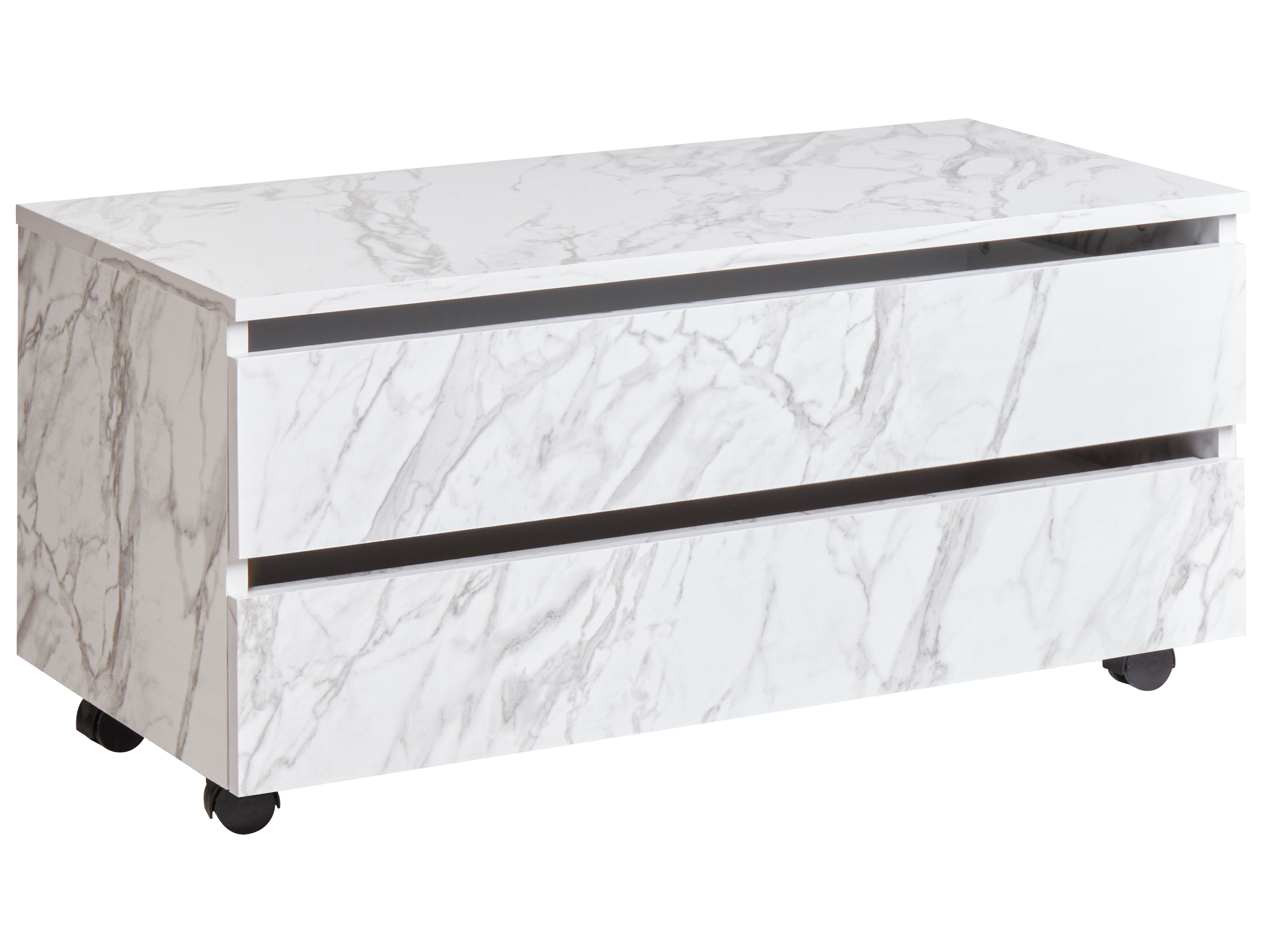 Bathroom Cabinet TERESINA with Wheels 80 cm White Marble
