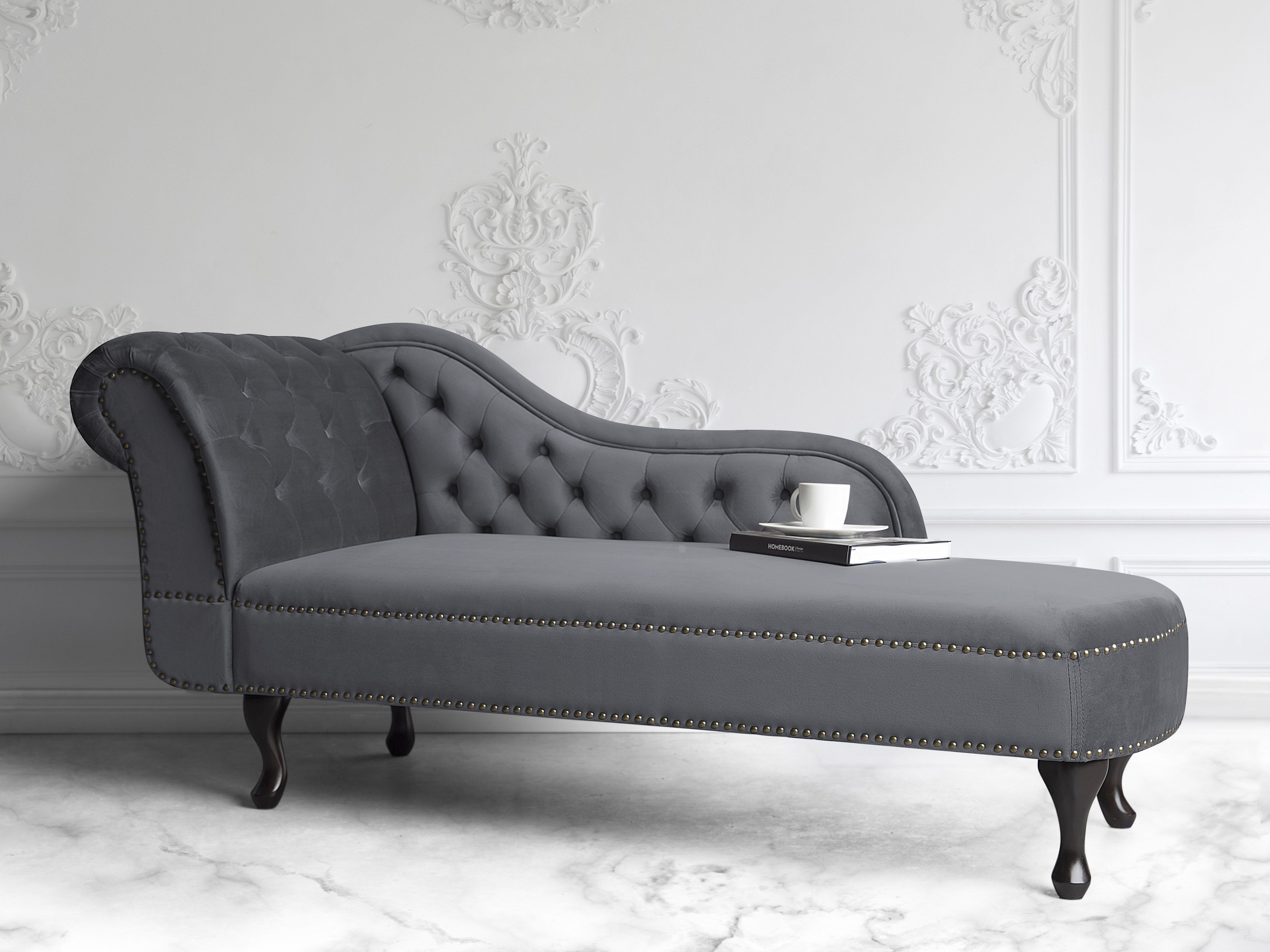 Left-Hand Chaise Lounge NIMES Velvet Grey