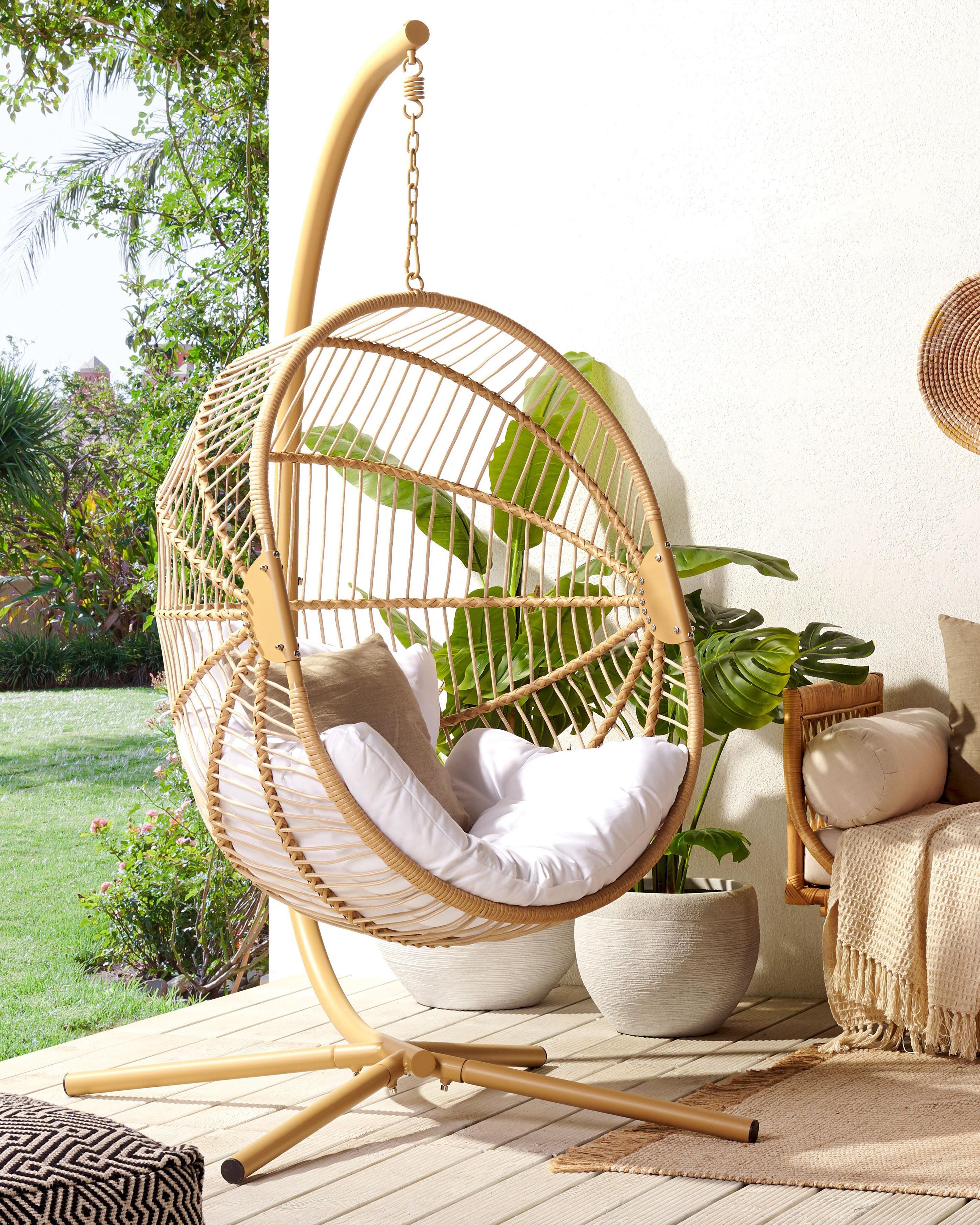 Hanging Chair with Stand ACRI PE Rattan Beige