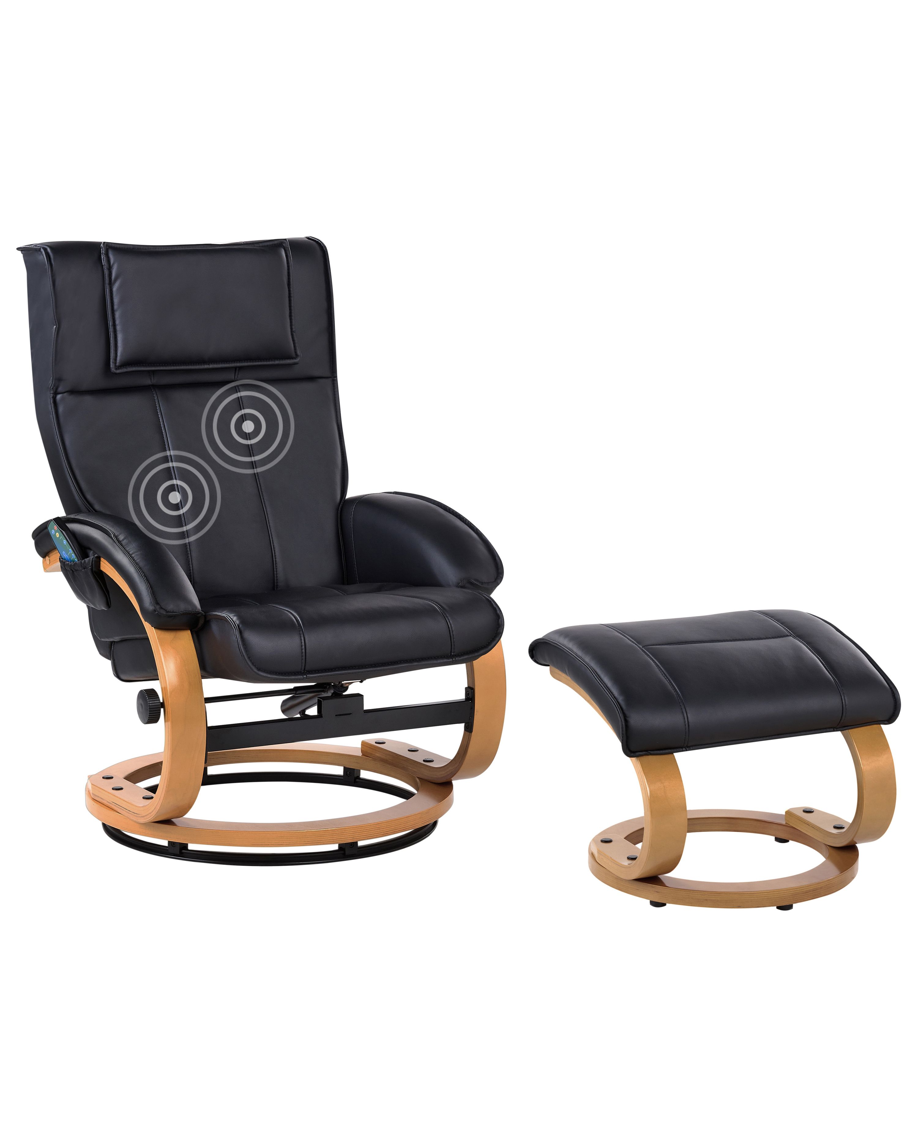 Massage Chair MAJESTIC with Footstool Faux Leather Black
