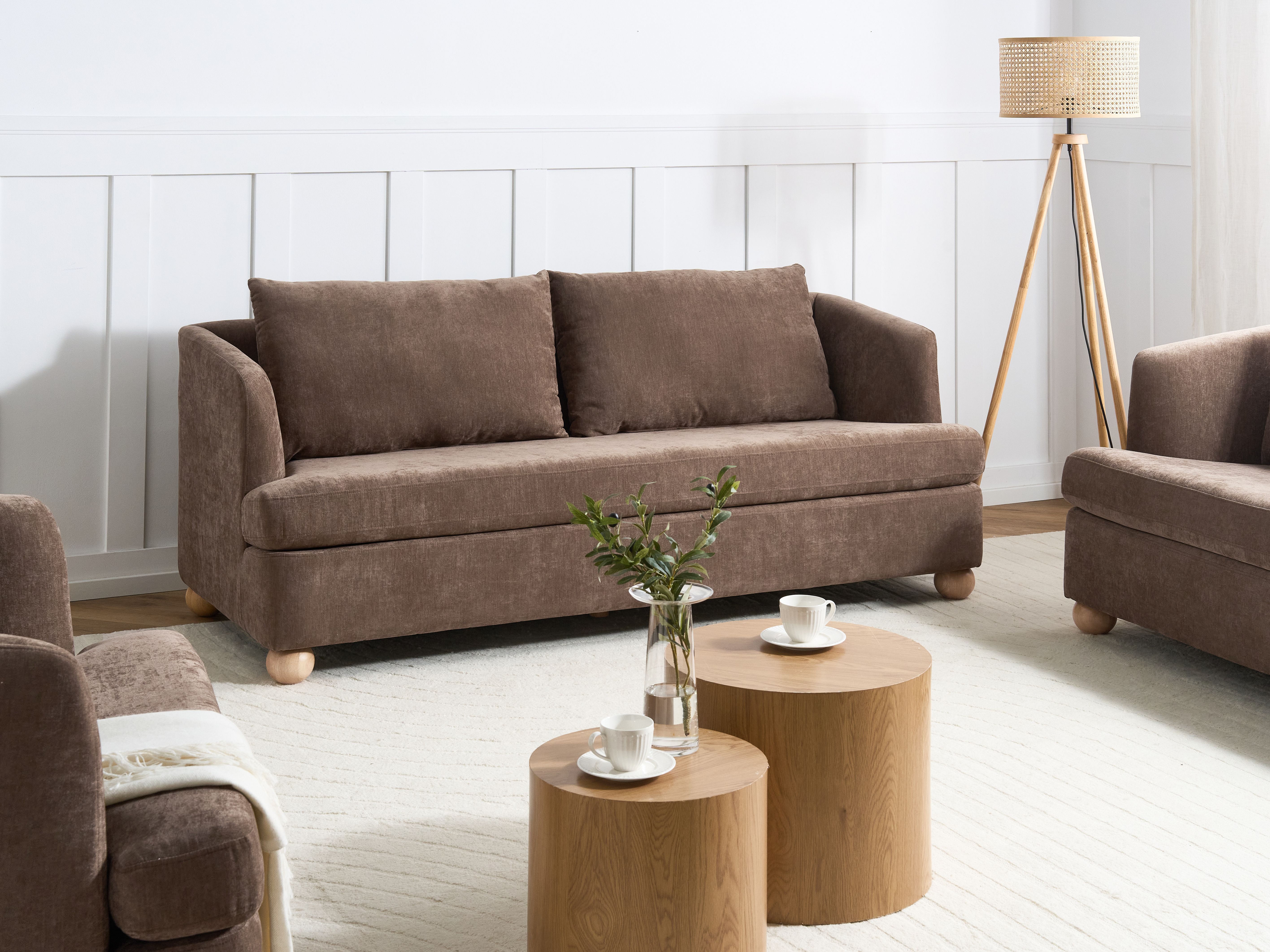 Sofa 3 Seater RATTVIK Chenille Brown