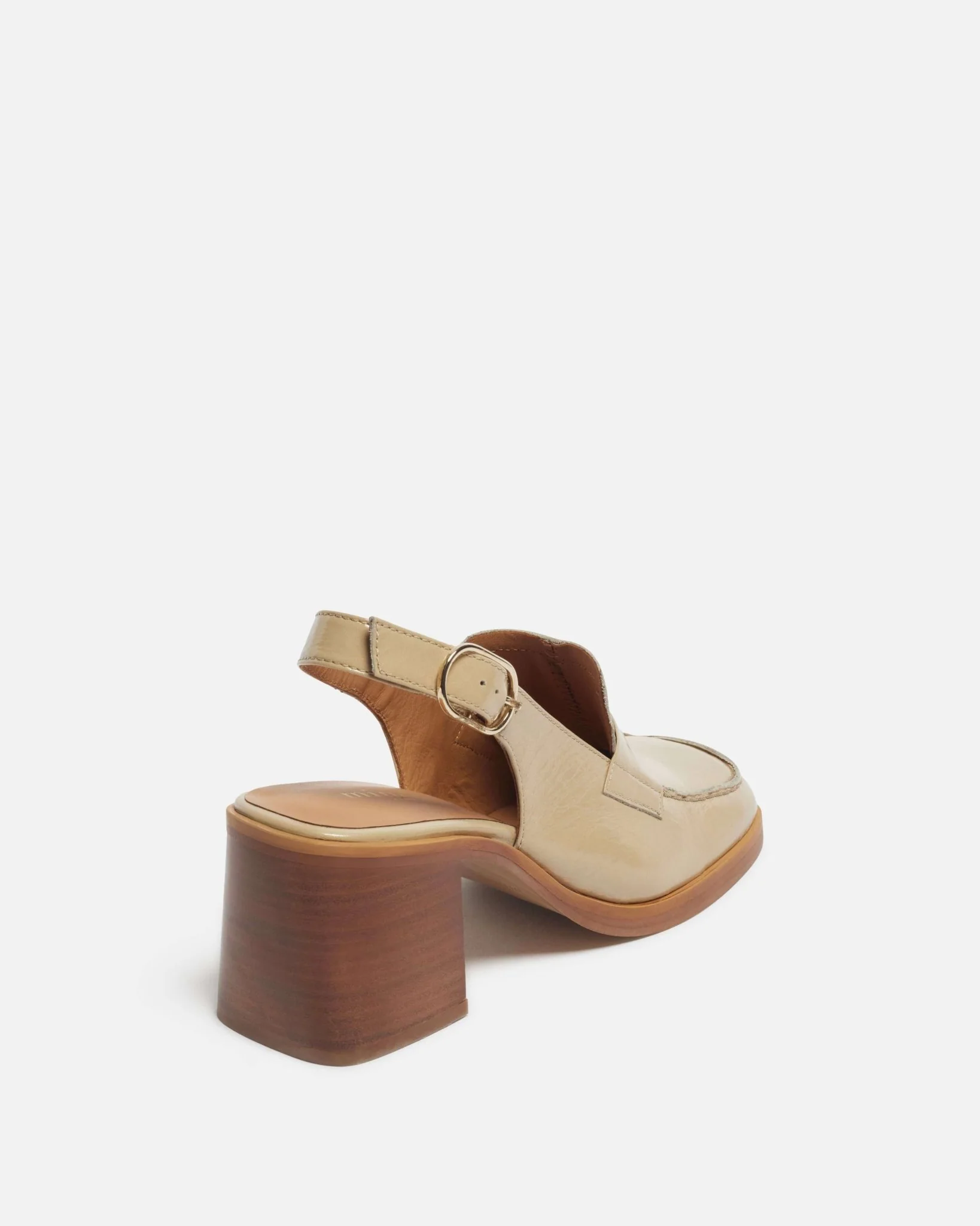 MOCASSINS MARIANE/CRK - En cuir craquelé à talons sable