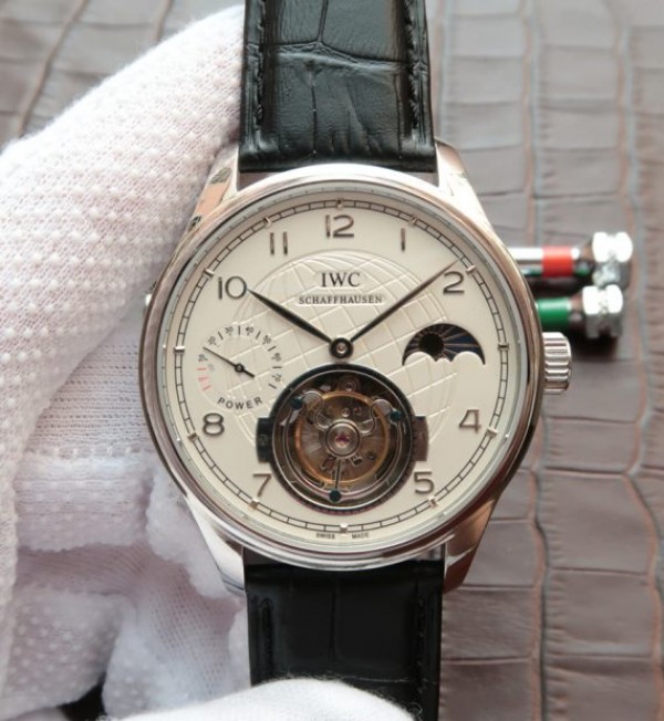 Replica IWC Portuguese Tourbillon Power Reserve Moonphase White Dial - Top club