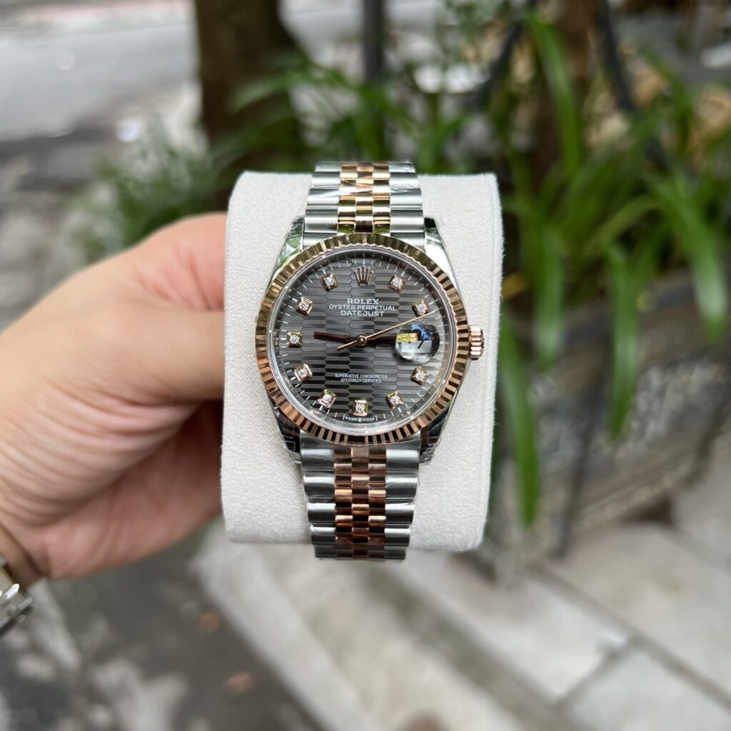 Rolex Replica 1:1 Watch DateJust 126231 Dark Grey Dial Demi Strap VSF 36mm - Elite Watch Atelier