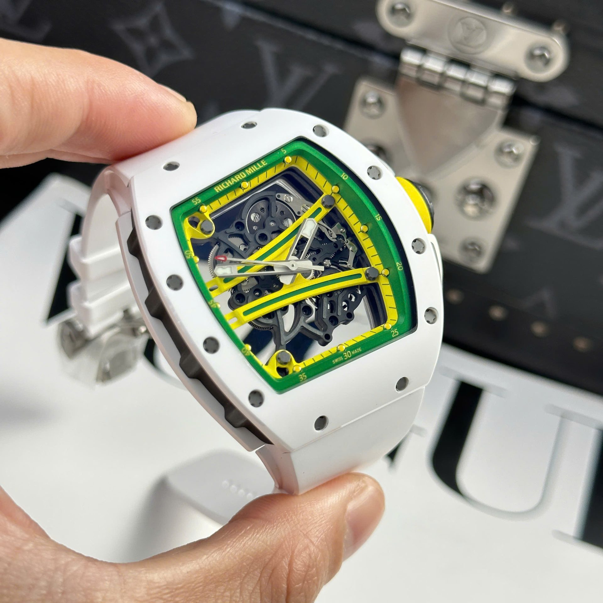 Richard Mille Best Copies Watch RM61-01 Manual Winding Yohan Blake Ceramic White ZF 42.7 50.23mm - Top club
