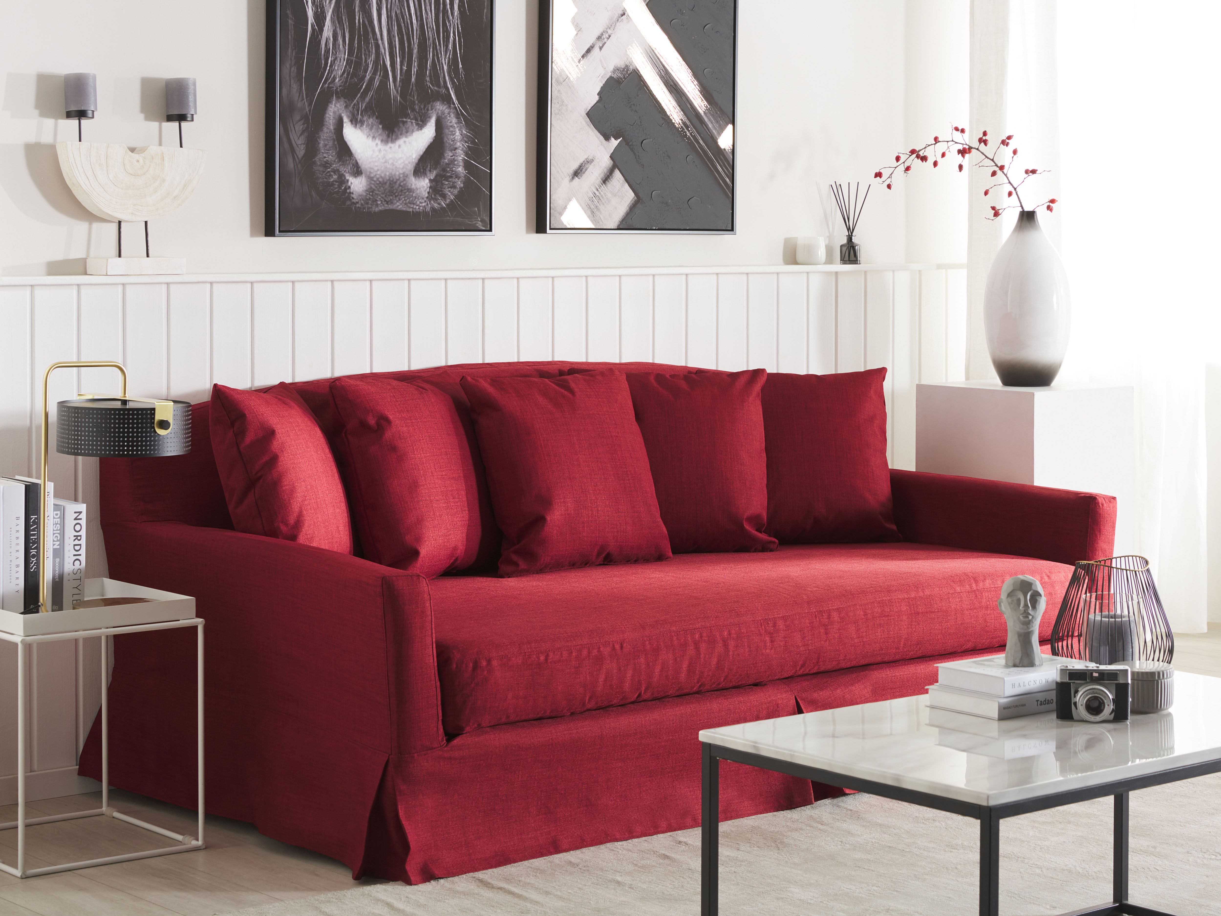 Sofa 3 Seater GILJA Fabric Red