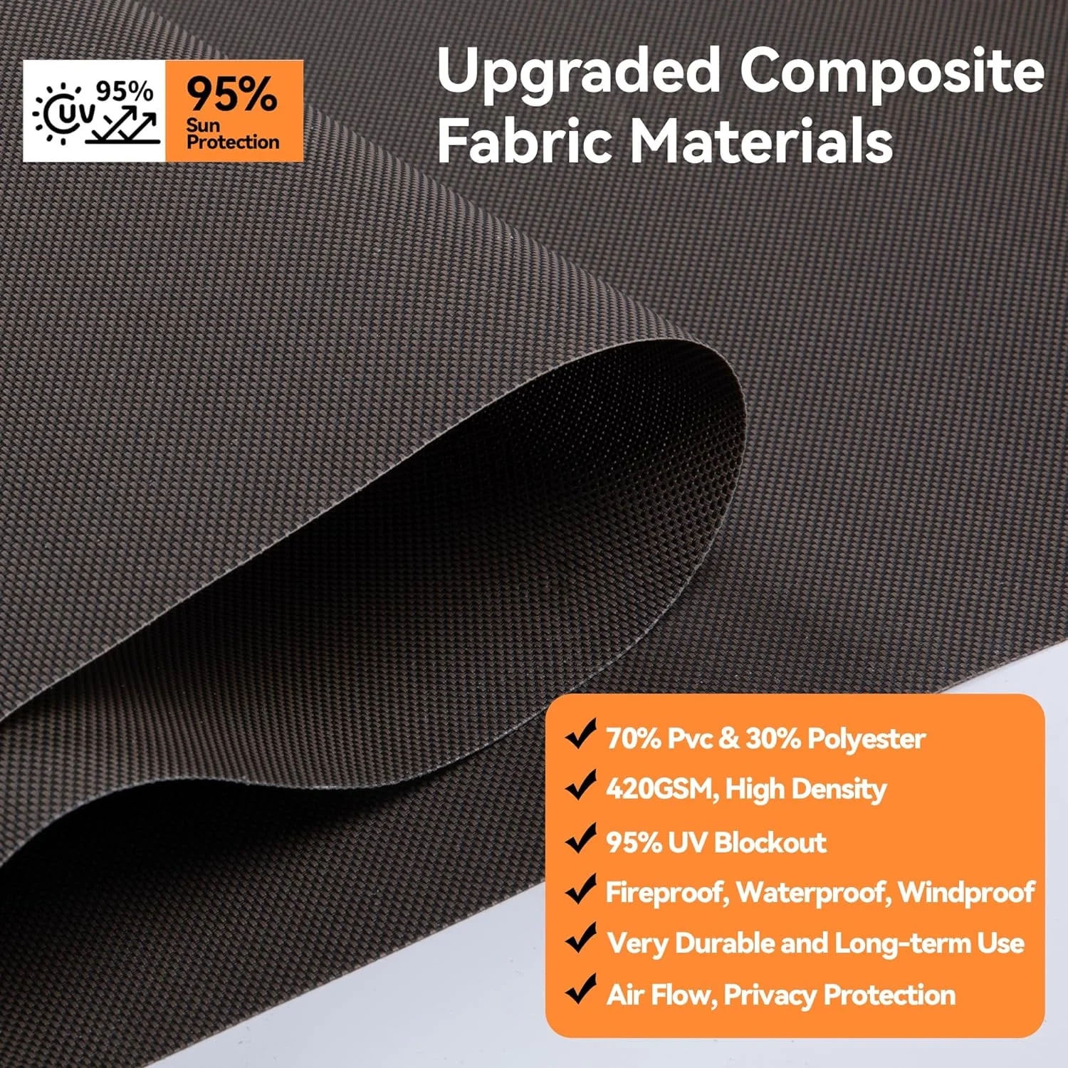 Superjoe Outdoor Roller Shade for Patio, Cordless Blackout Waterproof Blind, UV Block, 4'L x 6'W - Image 15