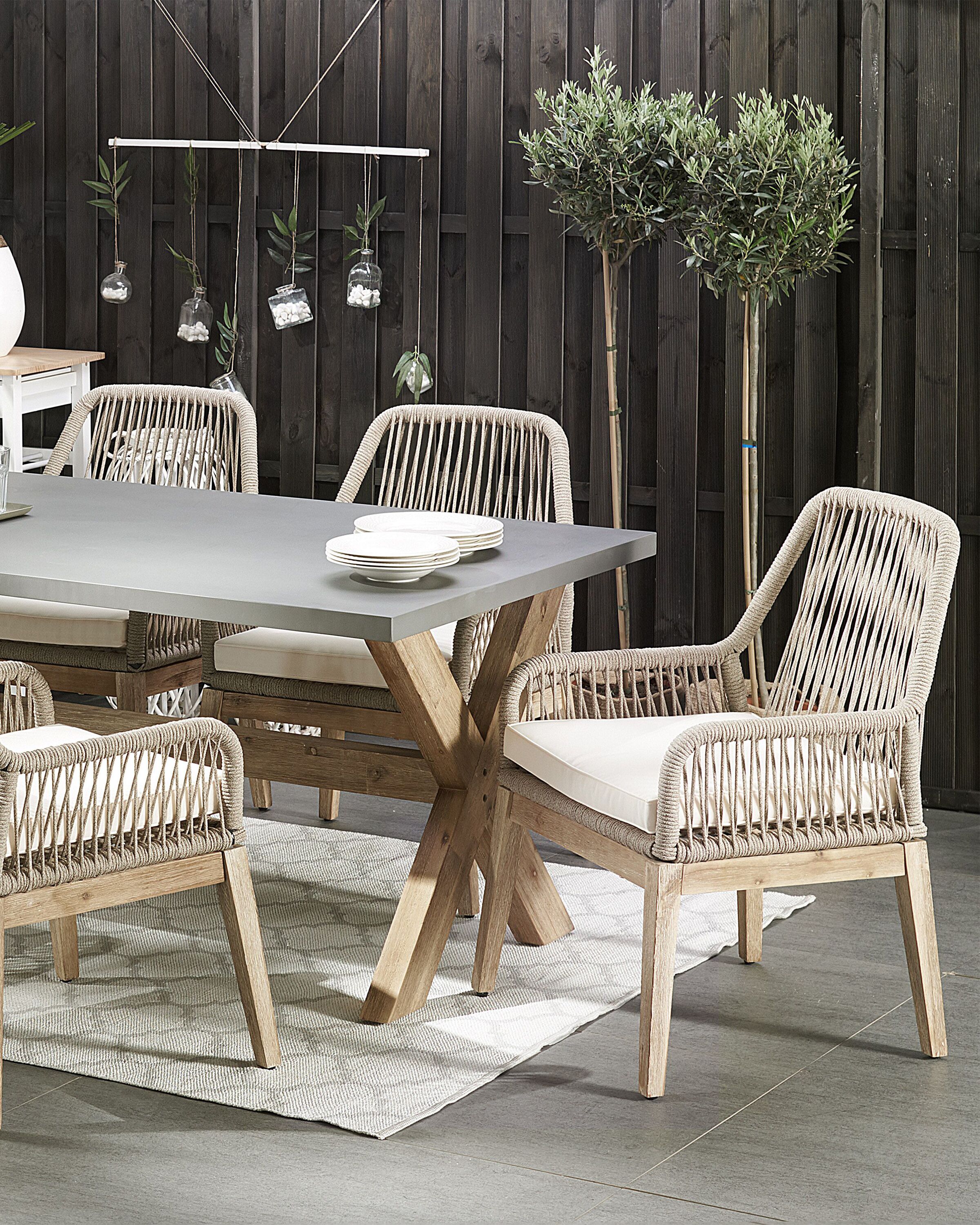 Set of 2 Garden Chairs with Cushions OLBIA Off-White