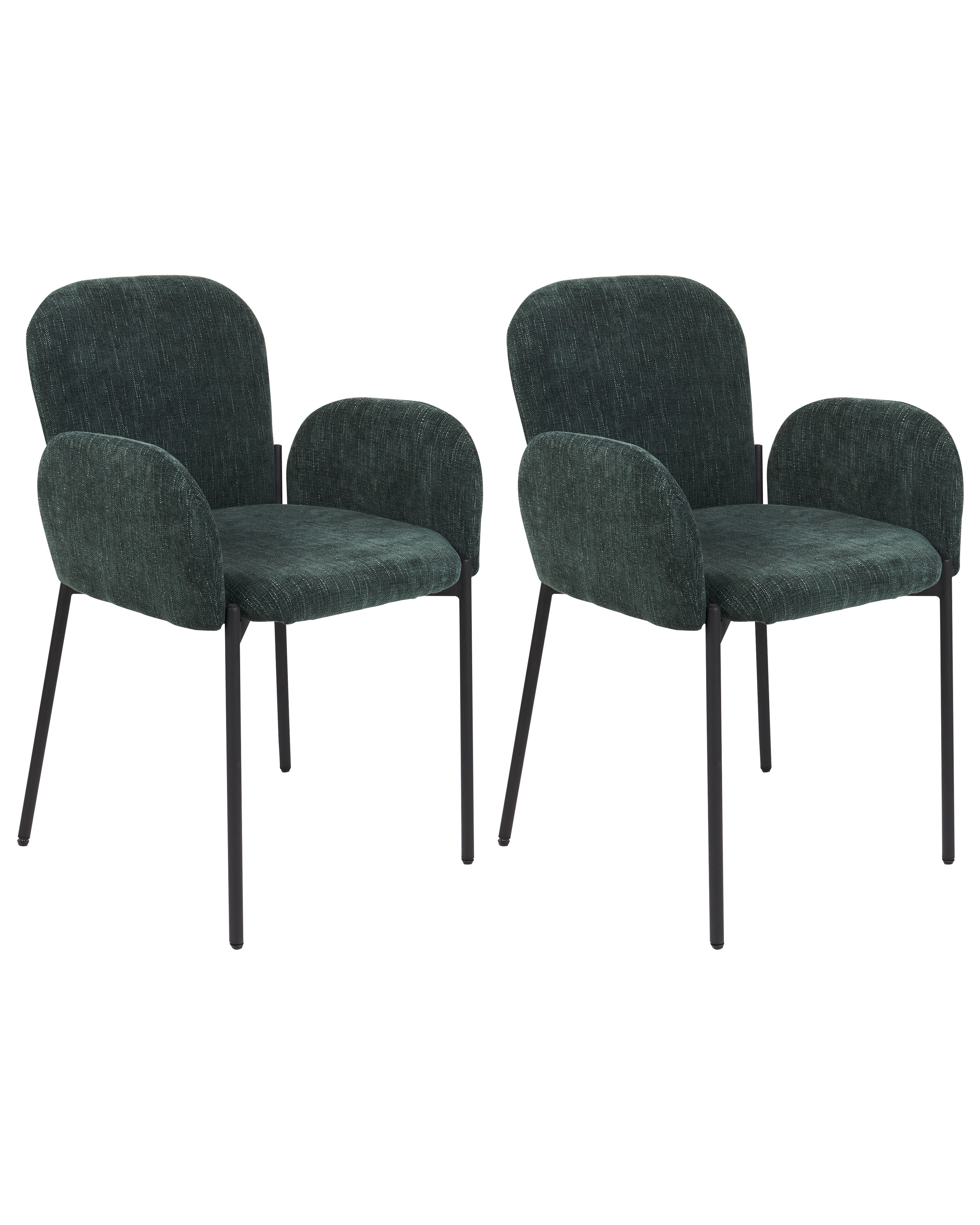 Set of 2 Dining Chairs ALBEE Fabric Dark Green