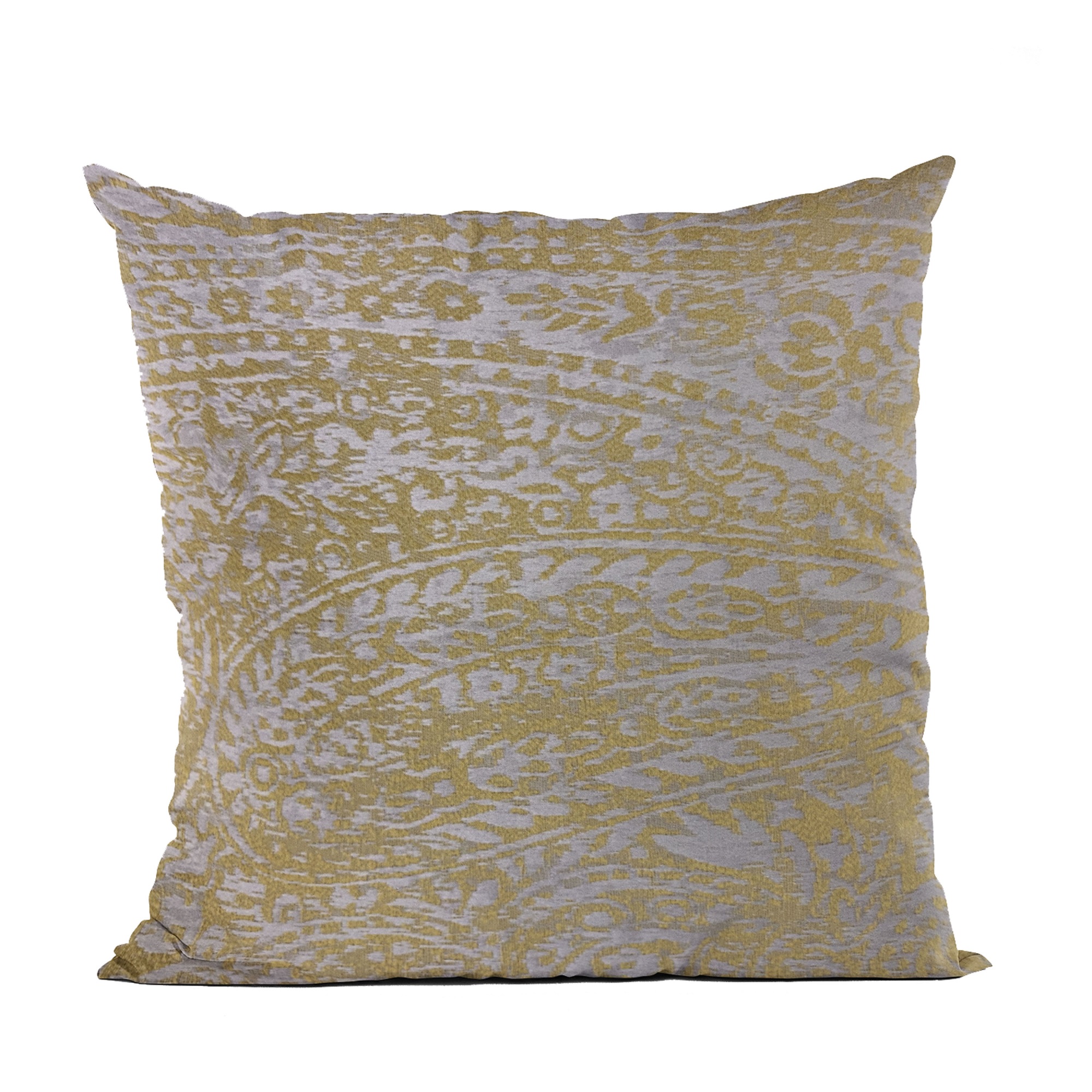 Yellow Golden Leaf Jacquard Luxury Throw Pillow - 24 x 24 in.