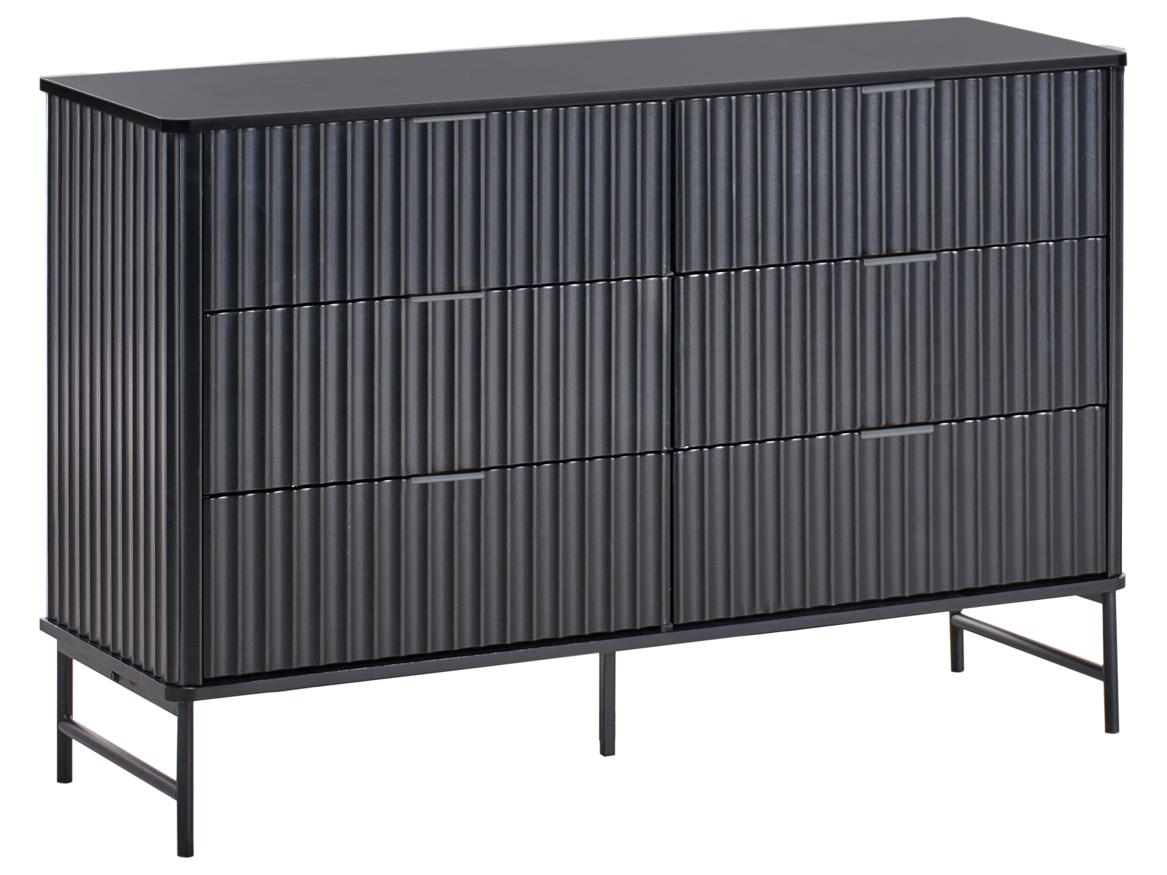 6 Drawer Chest GLASTONBURY Black