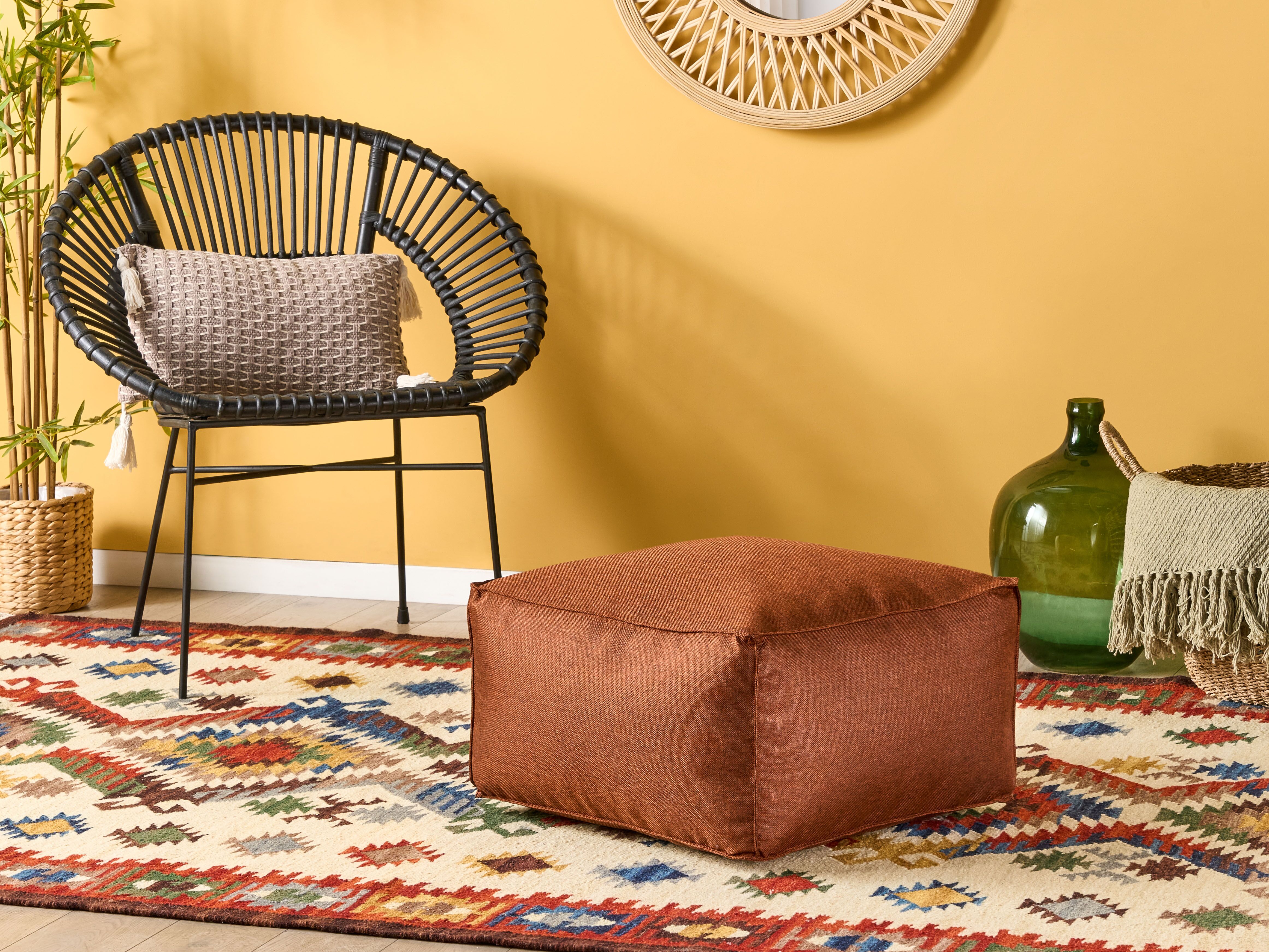 Pouffe MUKKI Fabric Golden Brown