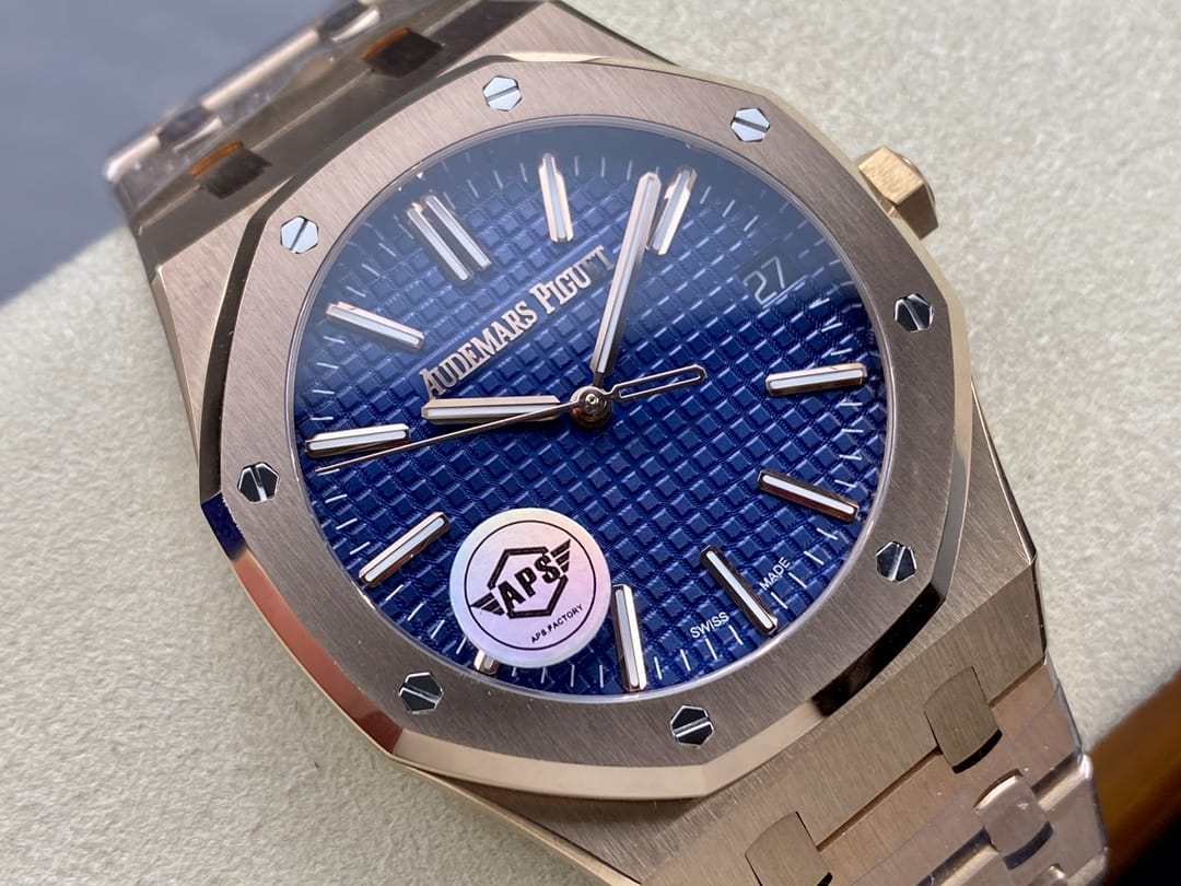 Audemars Piguet Replica AP Watch Royal Oak Selfwinding ��50th Anniversary�� 41mm Rose Gold Blue Dial 15510OR.OO.1320OR.01-APS(1:1 replica) - Top club