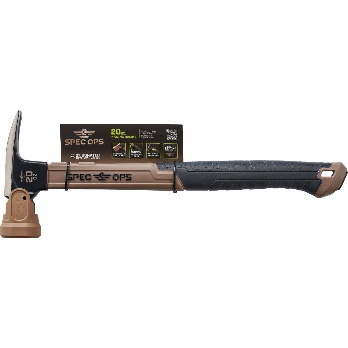 Spec Ops 20 Oz. 16 In. Rip Claw Fiberglass Hammer with Soft Mallet Cap