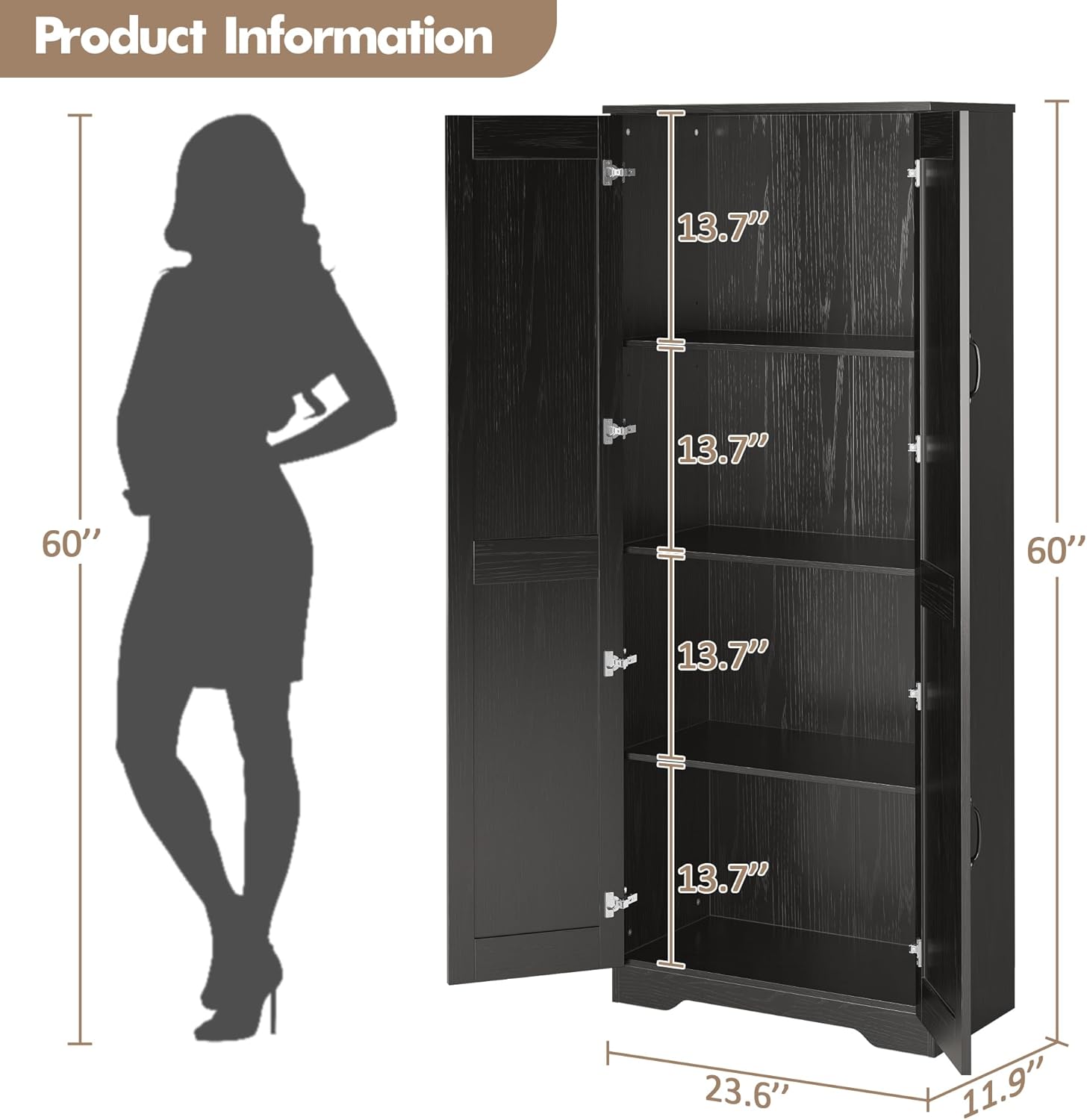 IDEALHOUSE Tall Pantry Cabinet, 60