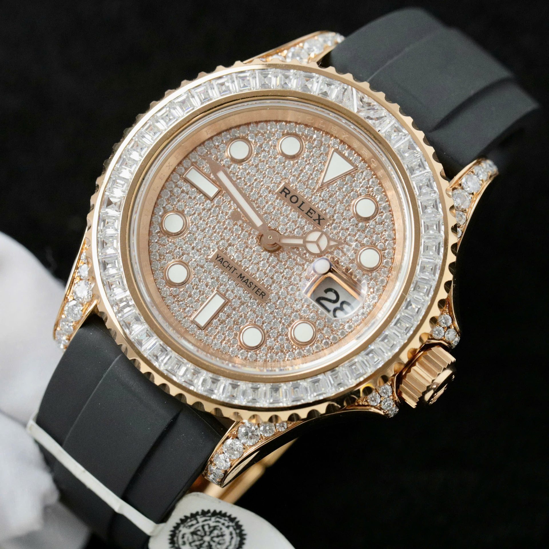 Rolex Yacht-Master Replica Watches Gold Wrapped + Moissanite Diamonds Hong Kong 40mm - Elite Watch Atelier